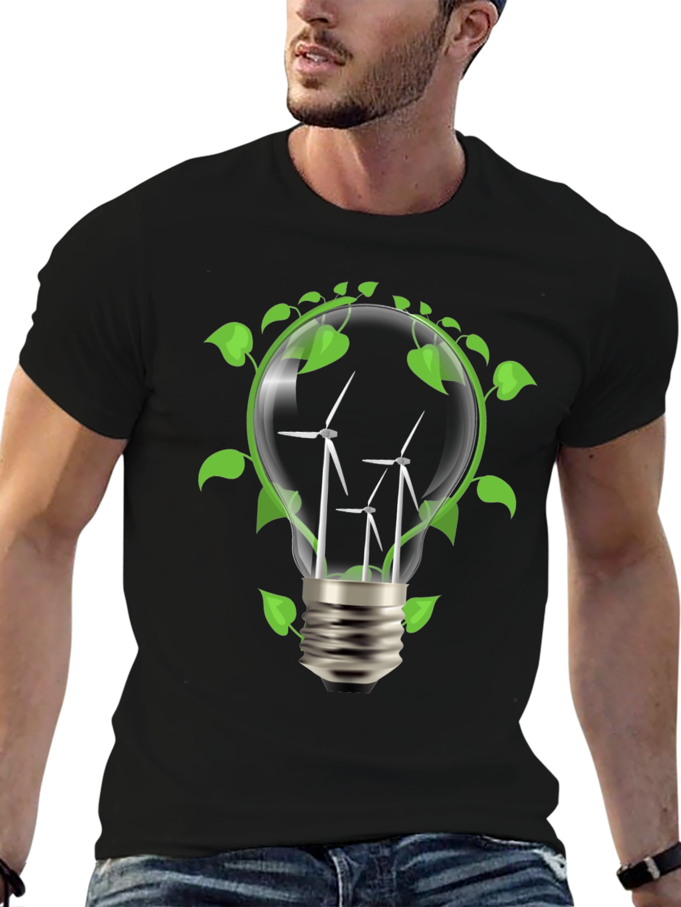 Eco-Friendly Wind Turbine Bulb T-Shirt