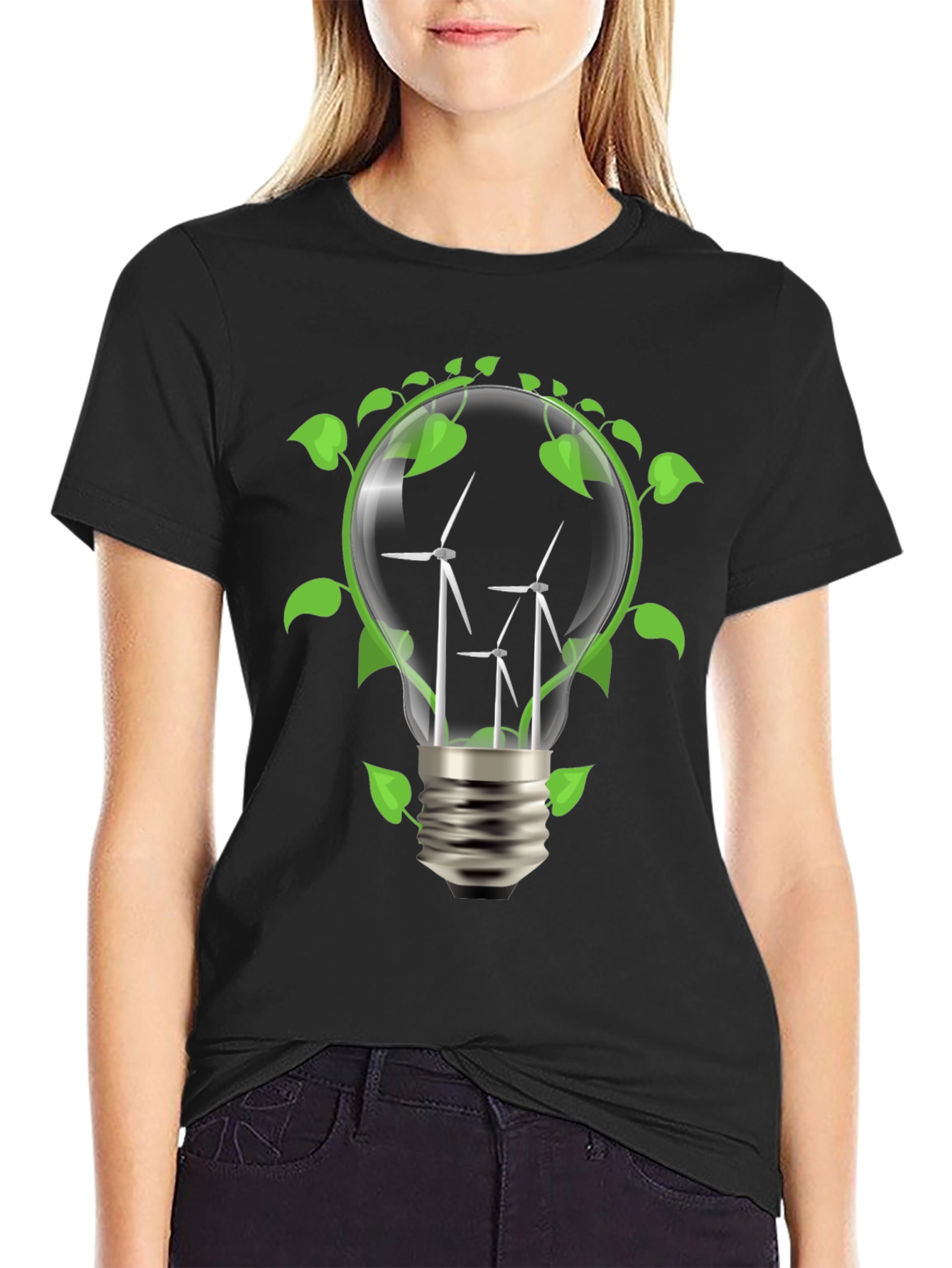 Eco-Friendly Wind Turbine Bulb T-Shirt