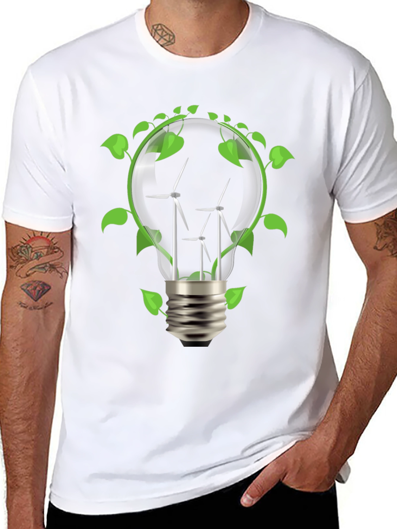 Eco-Friendly Wind Turbine Bulb T-Shirt