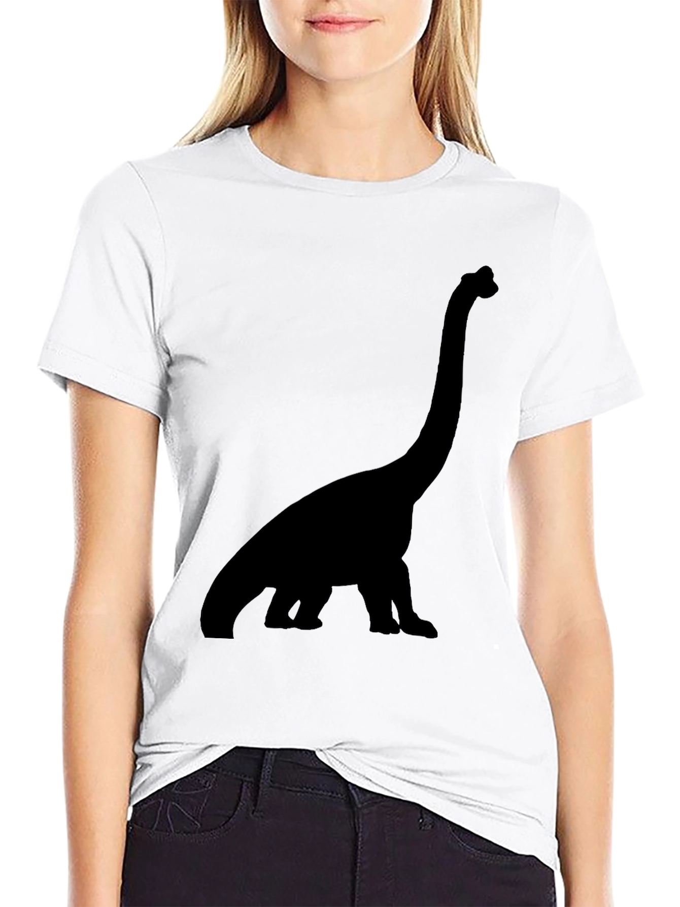Dino Silhouette Tee - Black Cotton Casual Shirt