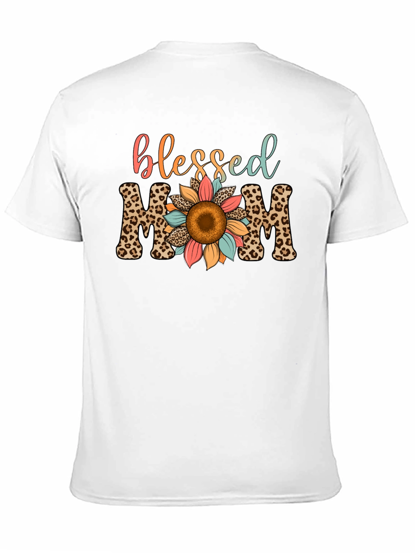 Blessed Mom Leopard Print Sunflower T-Shirt