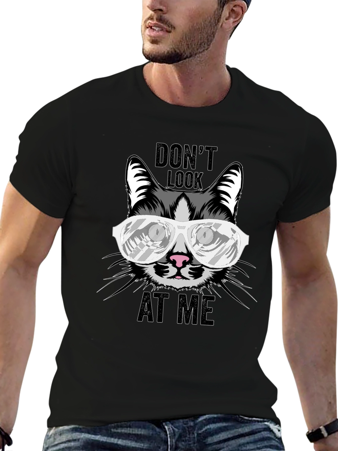 Dont Look At Me Cat Graphic T-Shirt