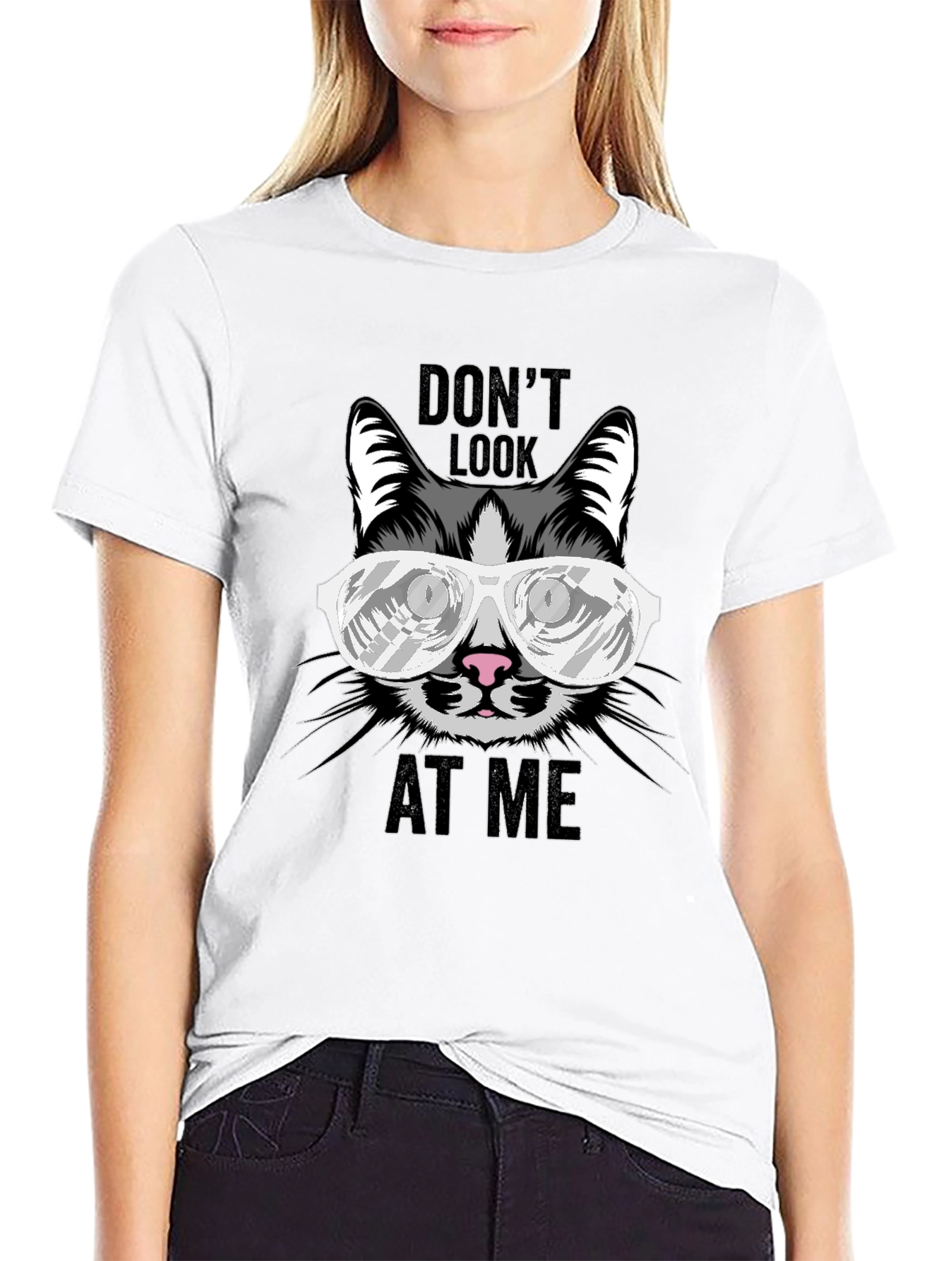 Dont Look At Me Cat Graphic T-Shirt
