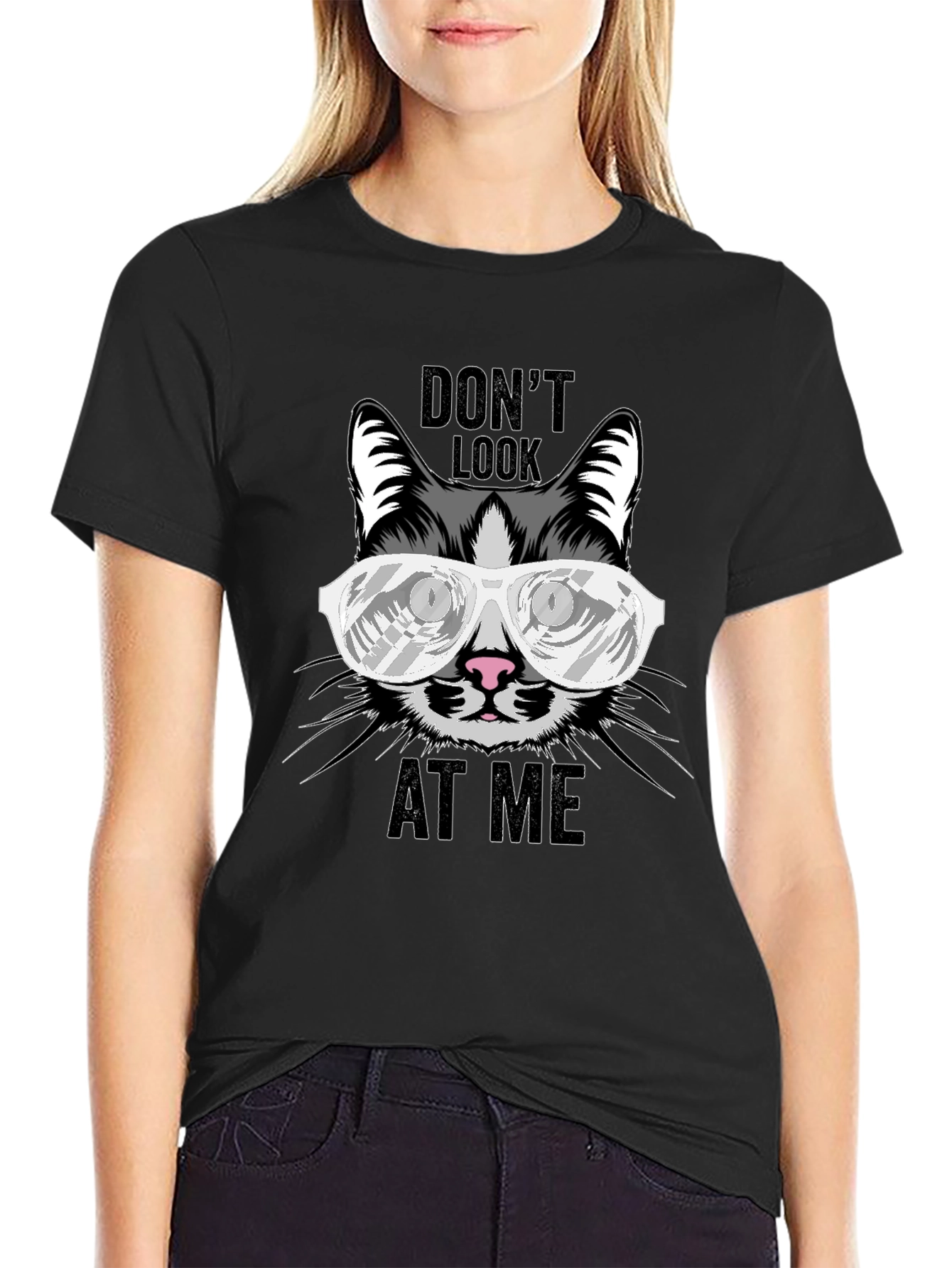 Dont Look At Me Cat Graphic T-Shirt