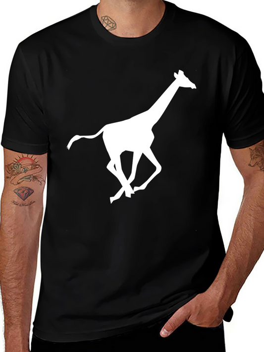 Running Giraffe Graphic Black T-Shirt
