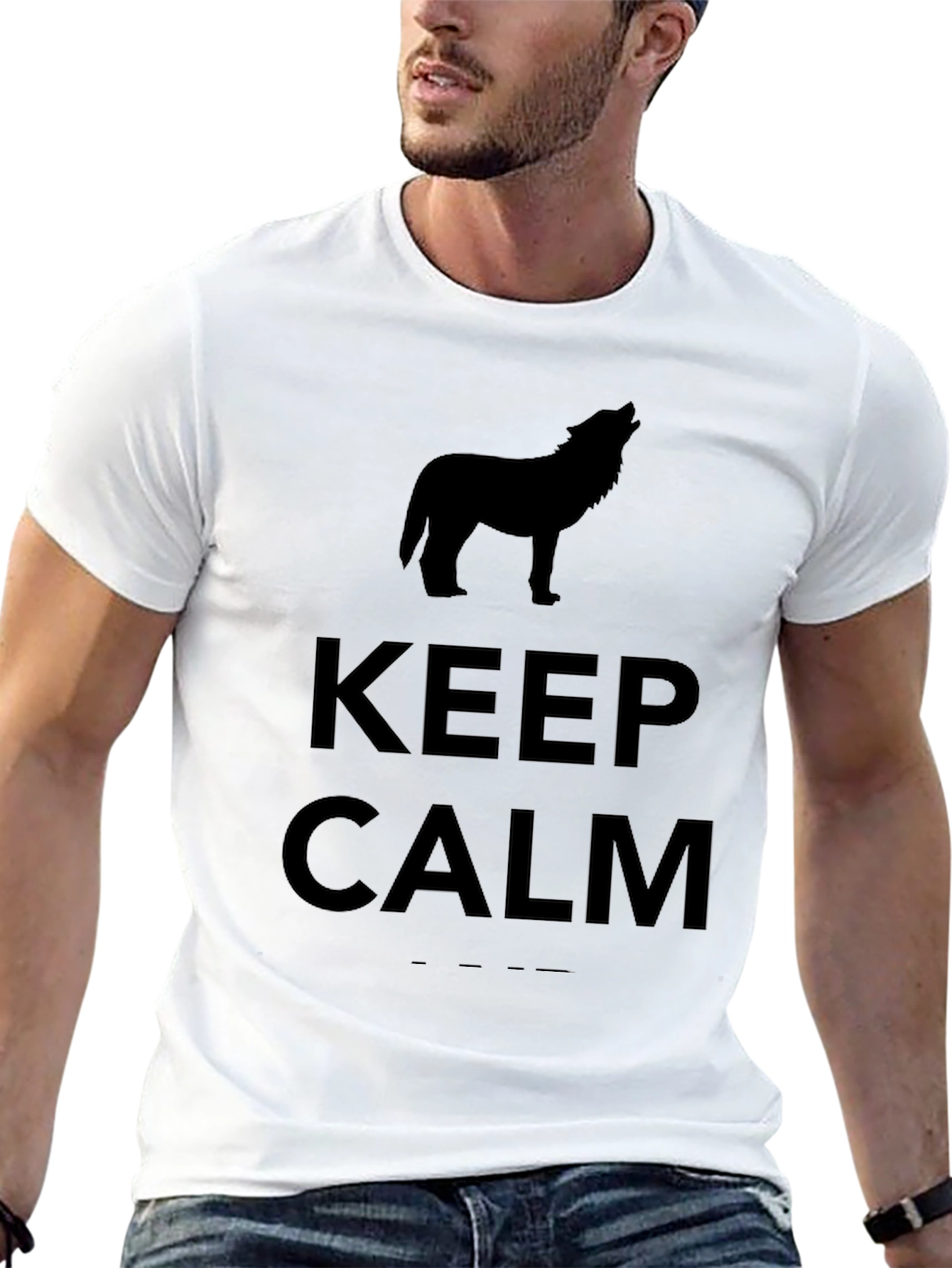 Keep Calm Howling Wolf Graphic T-Shirt