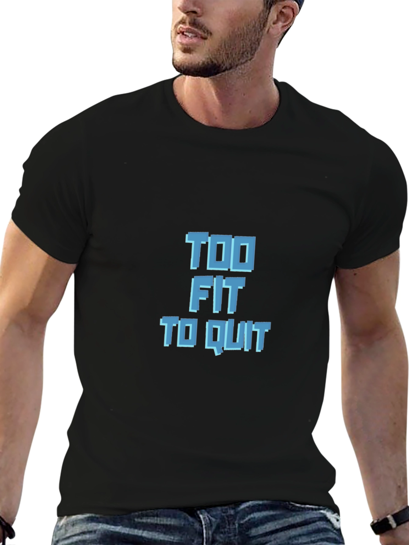 Too Fit to Quit Graphic Tee - Black