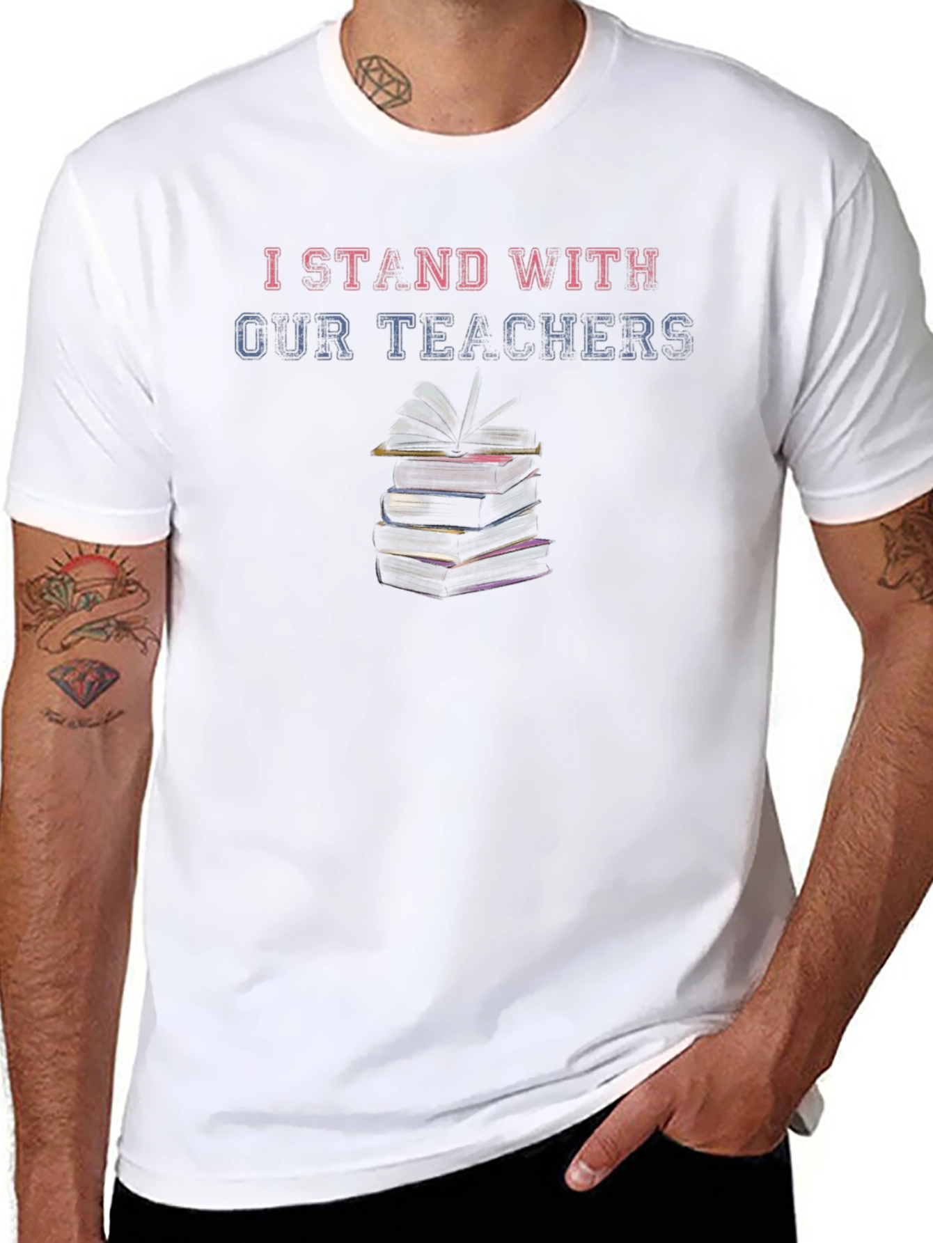 I Stand With Our Teachers Black T-Shirt