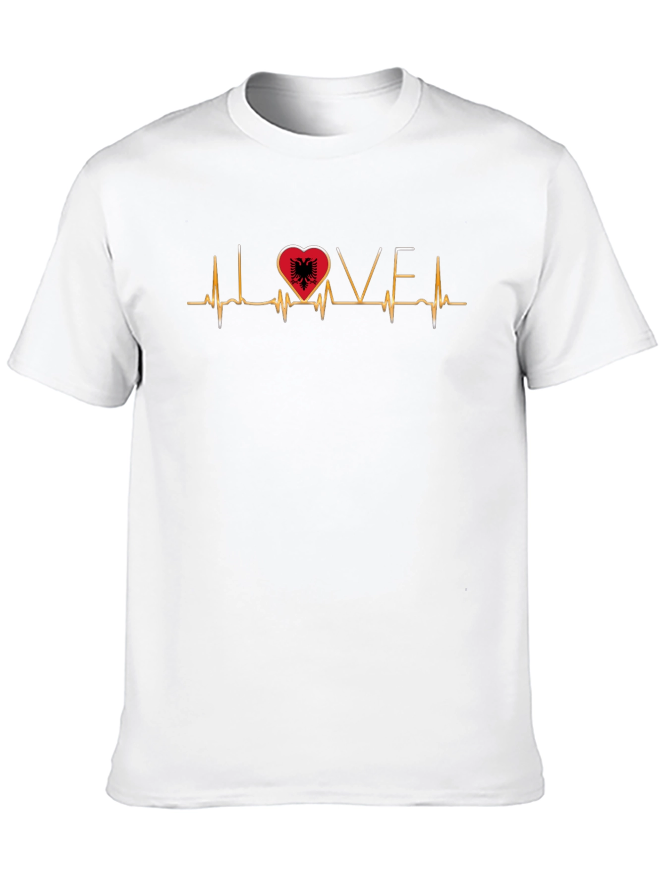 Albania Love Heartbeat Black T-Shirt