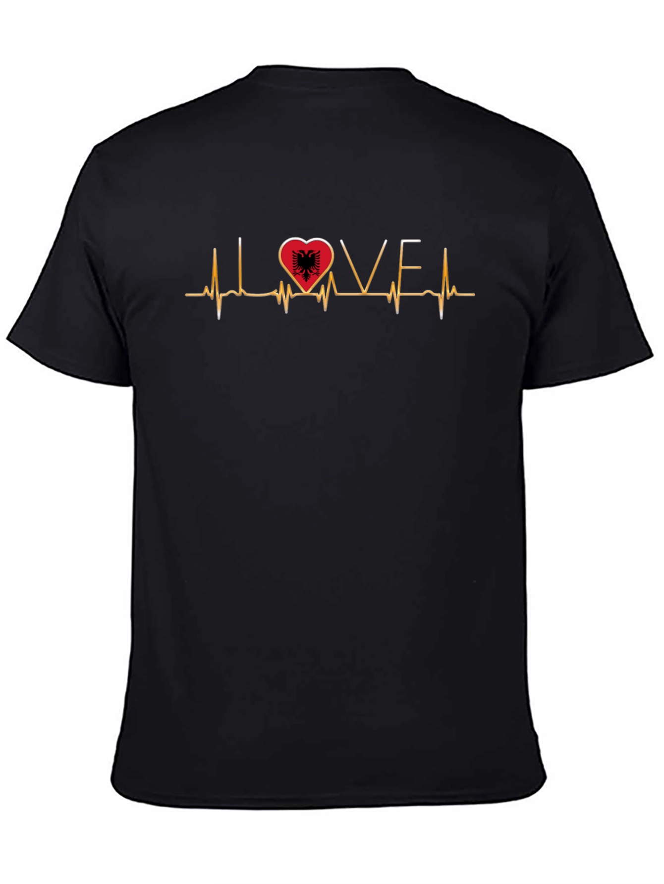 Albania Love Heartbeat Black T-Shirt