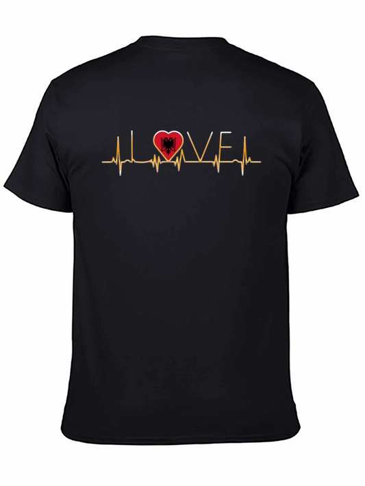 Albania Love Heartbeat Black T-Shirt