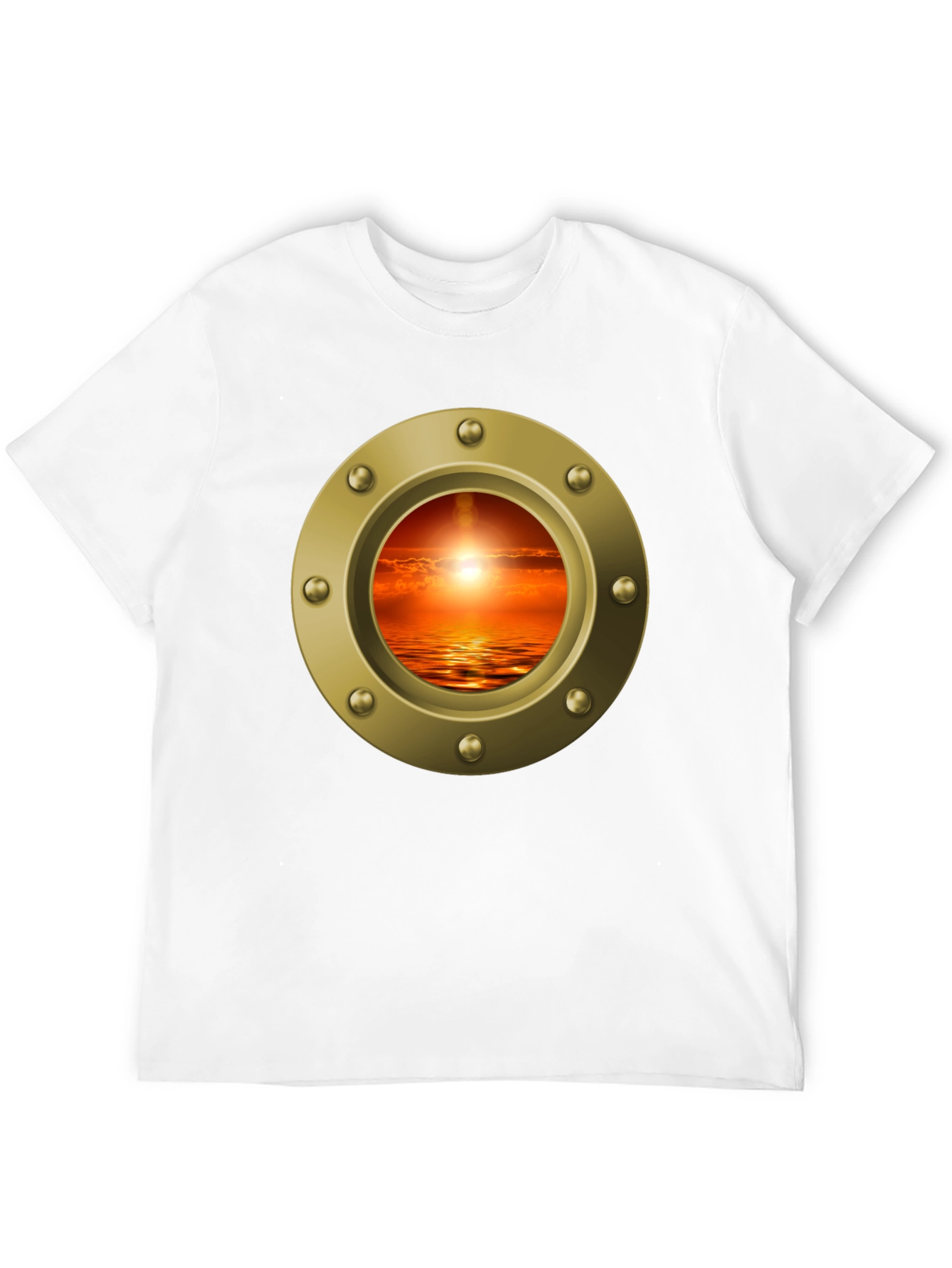 Nautical Porthole Sunset T-Shirt - Ocean View Tee