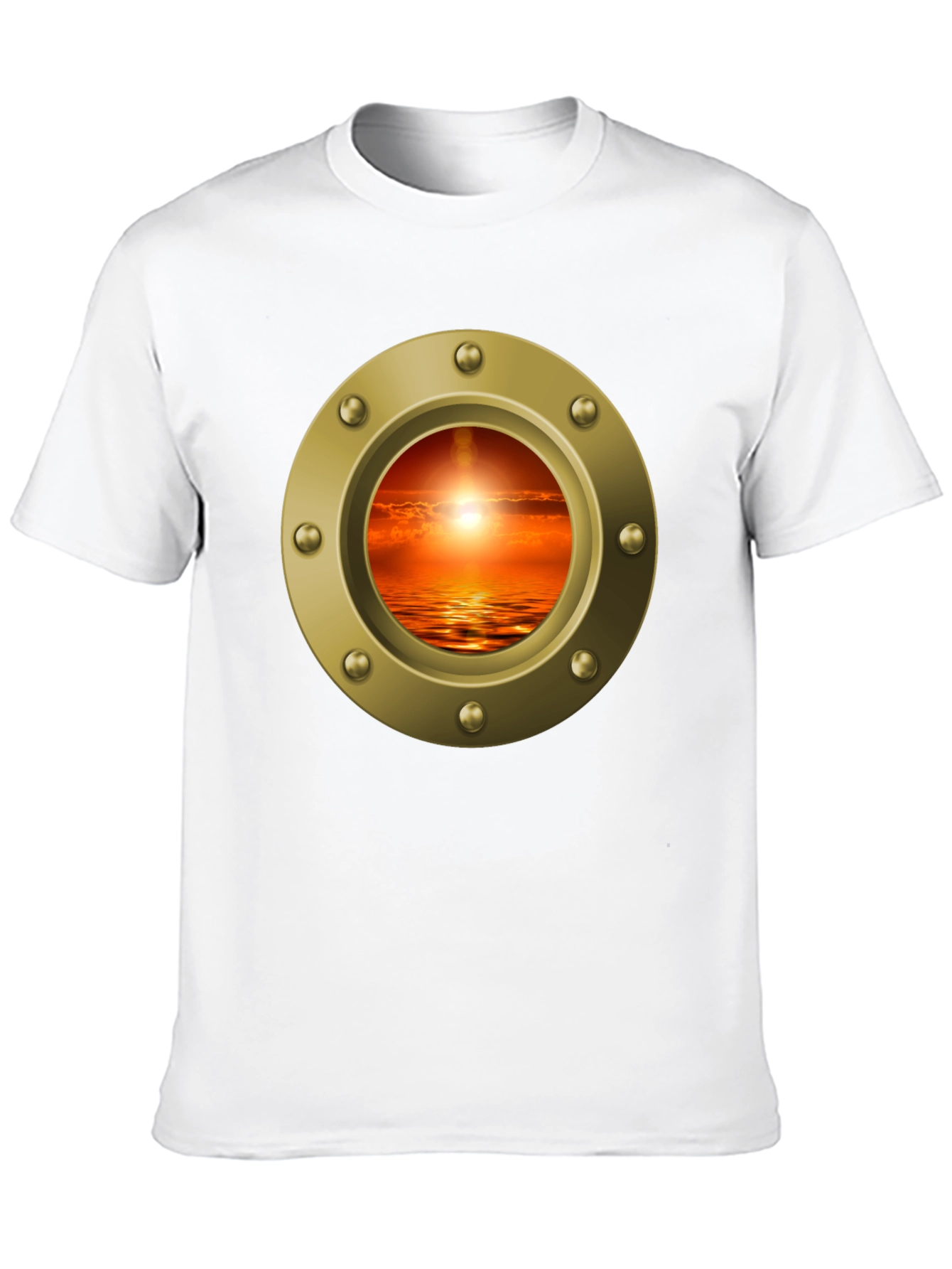 Nautical Porthole Sunset T-Shirt - Ocean View Tee