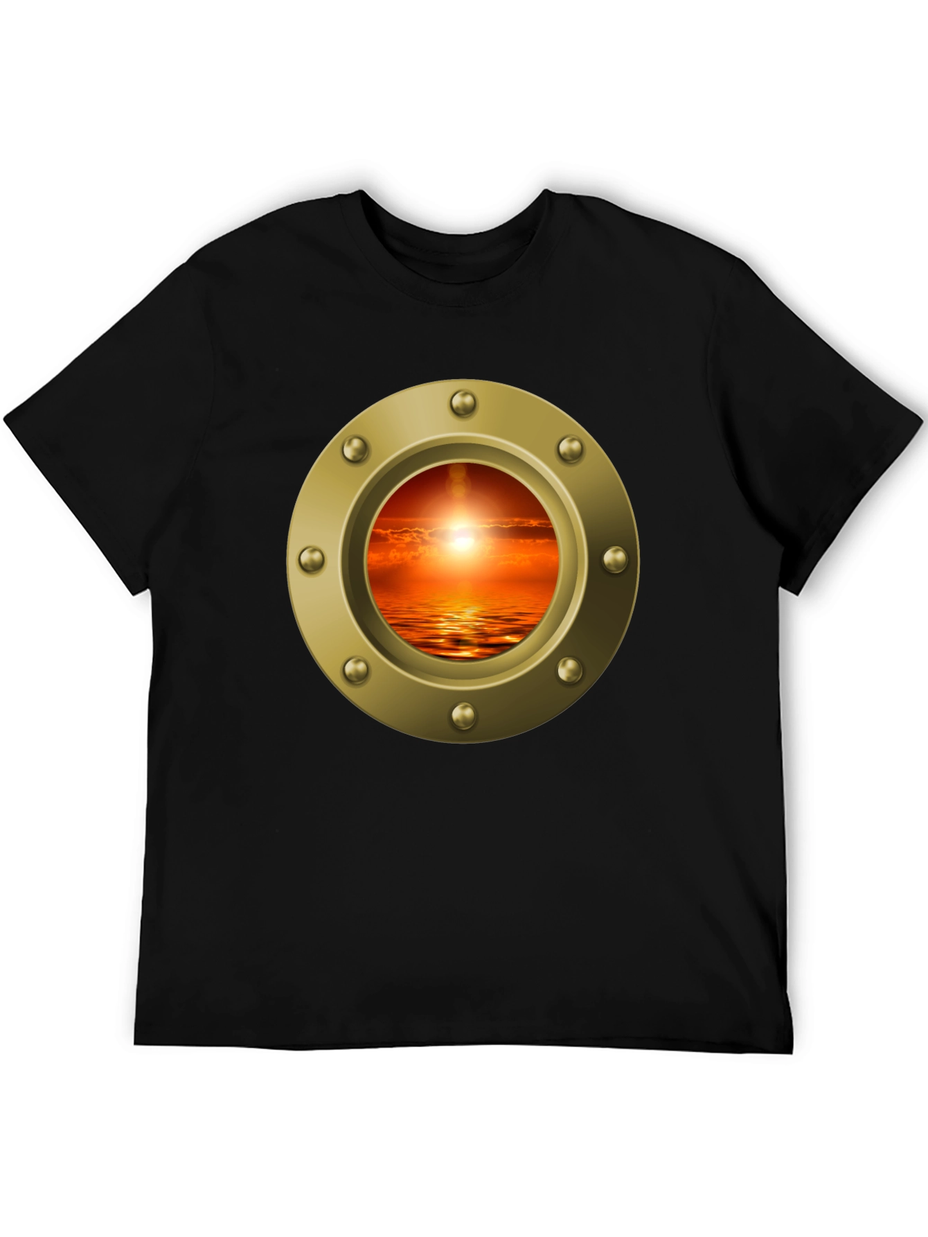 Nautical Porthole Sunset T-Shirt - Ocean View Tee