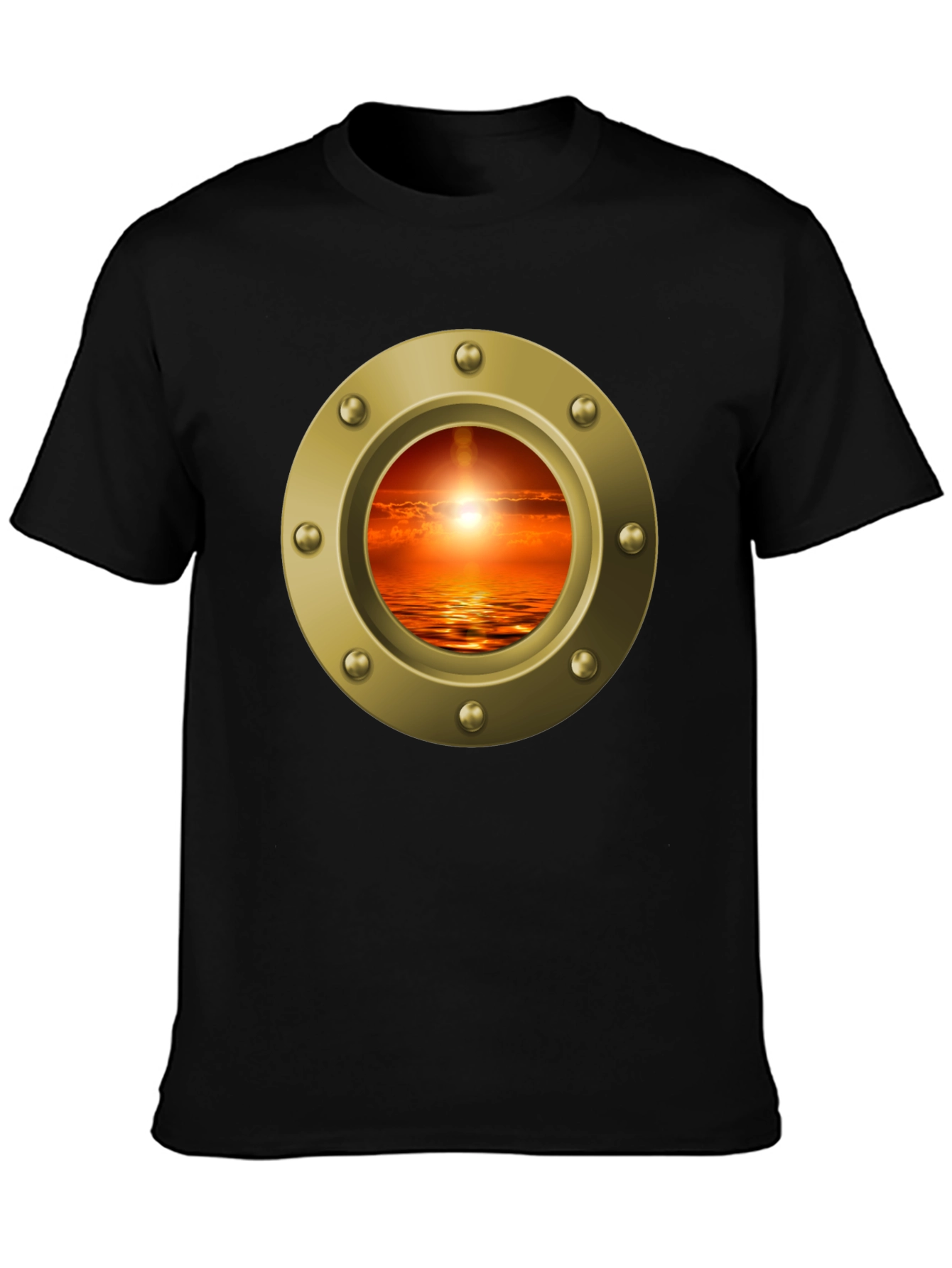 Nautical Porthole Sunset T-Shirt - Ocean View Tee
