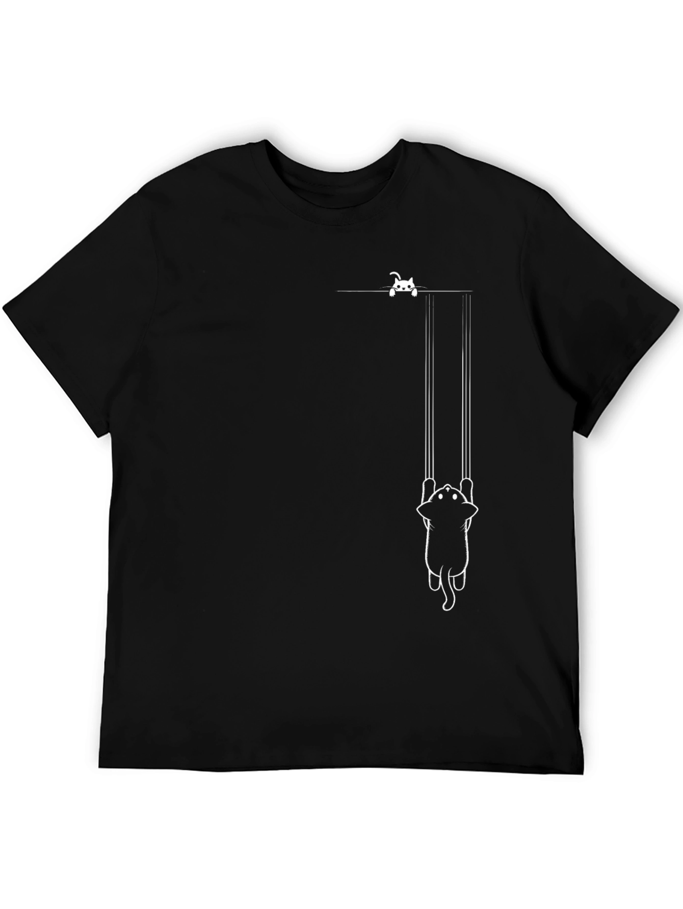 Cat Swing T-Shirt - Black Graphic Tee