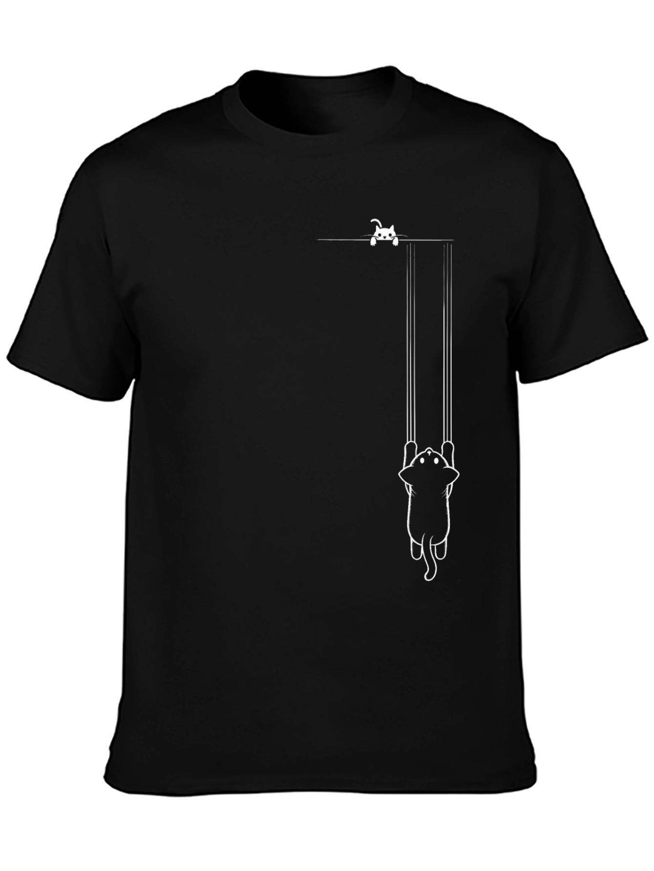Cat Swing T-Shirt - Black Graphic Tee