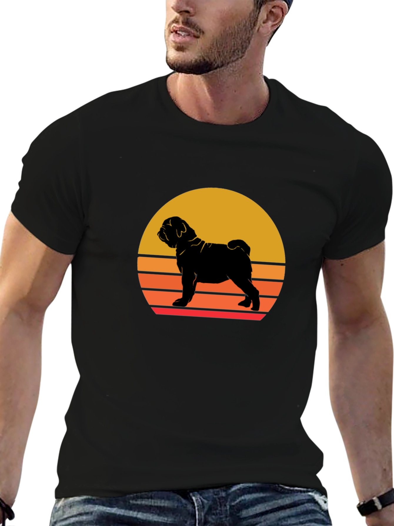 Sunset Dog Graphic Tee - Shar Pei Silhouette