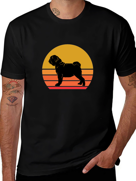 Sunset Dog Graphic Tee - Shar Pei Silhouette