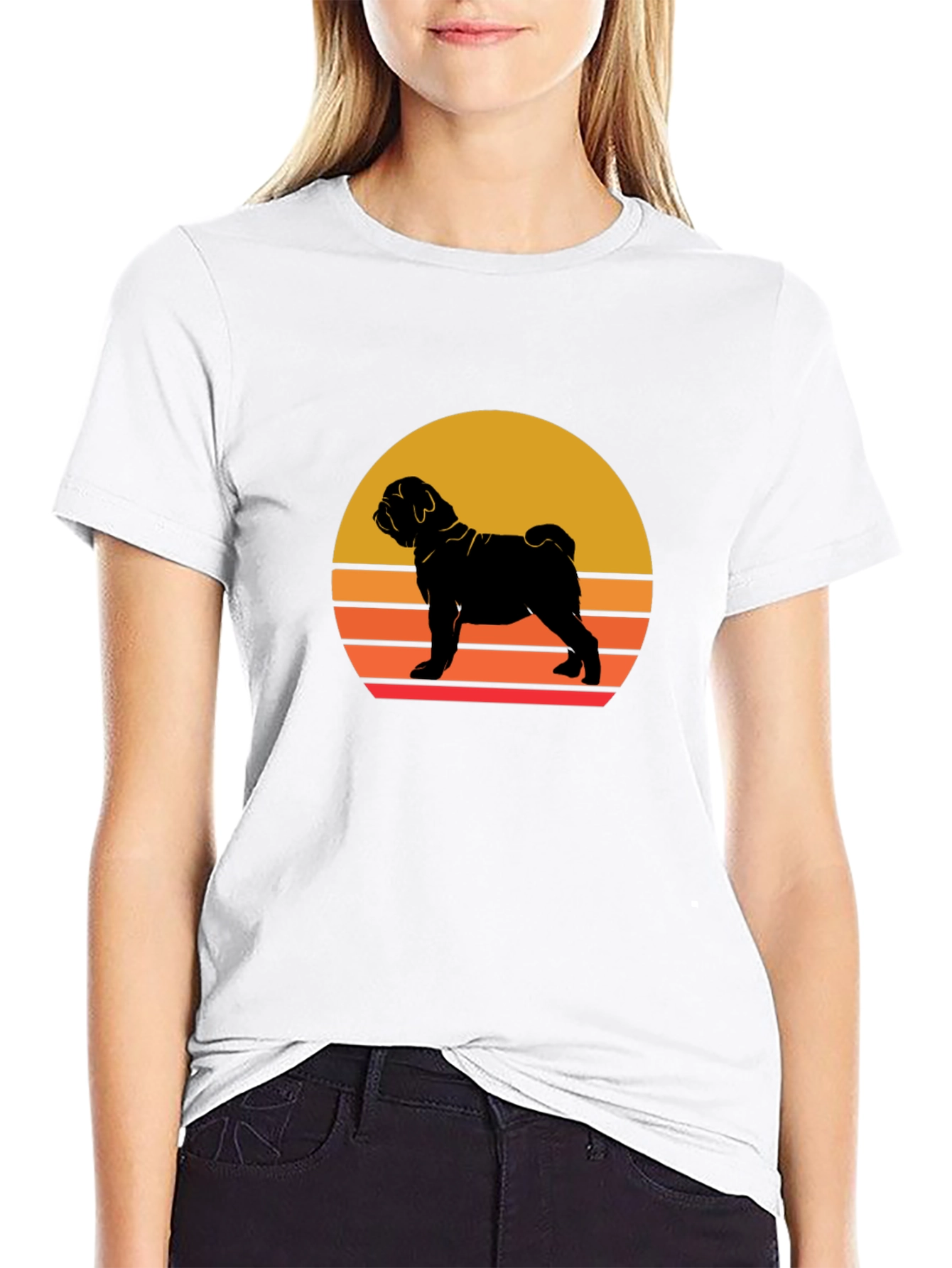 Sunset Dog Graphic Tee - Shar Pei Silhouette