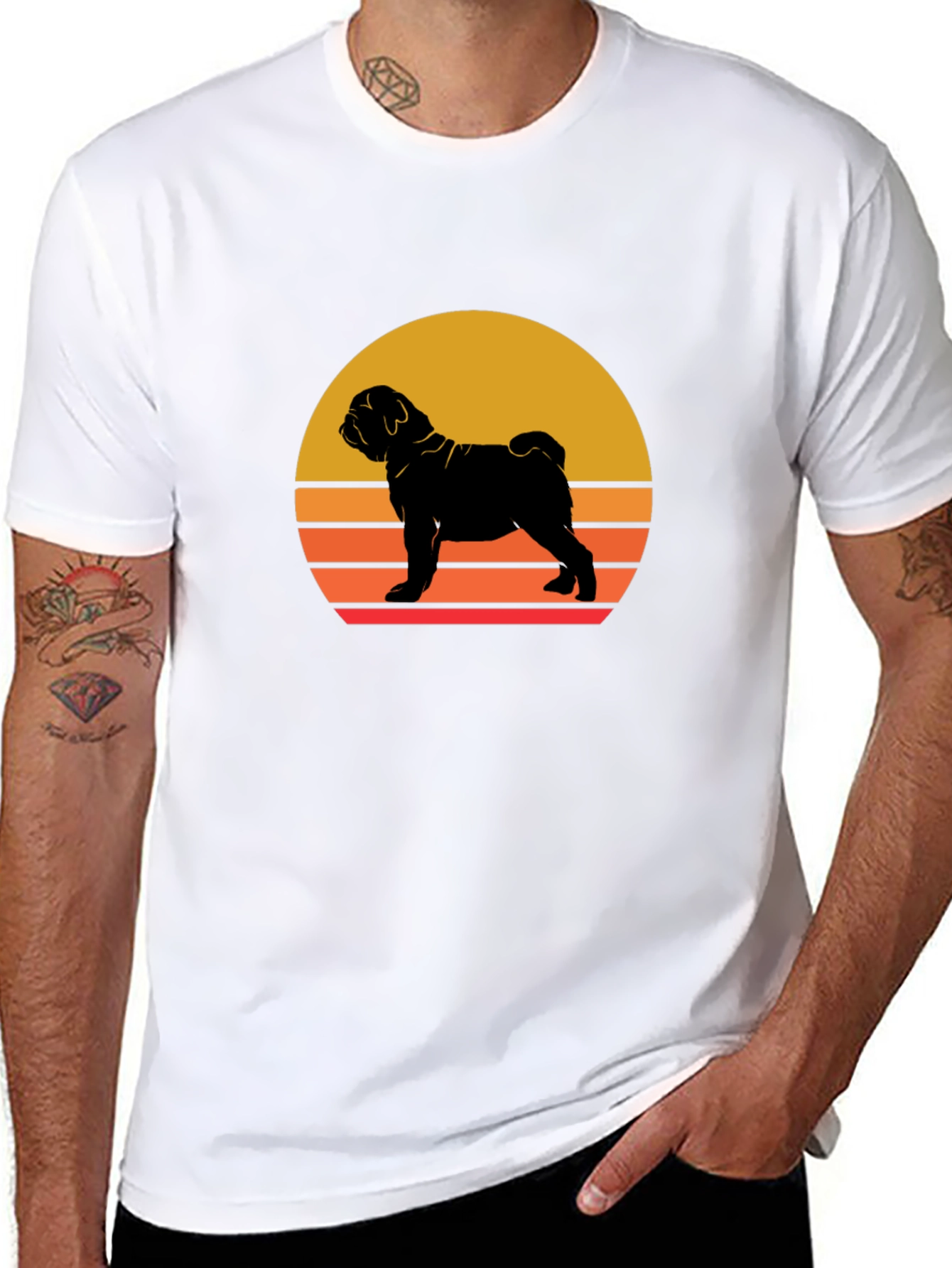 Sunset Dog Graphic Tee - Shar Pei Silhouette