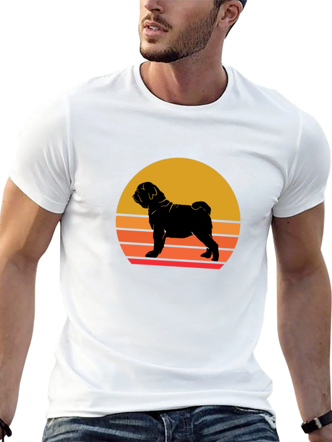 Sunset Dog Graphic Tee - Shar Pei Silhouette