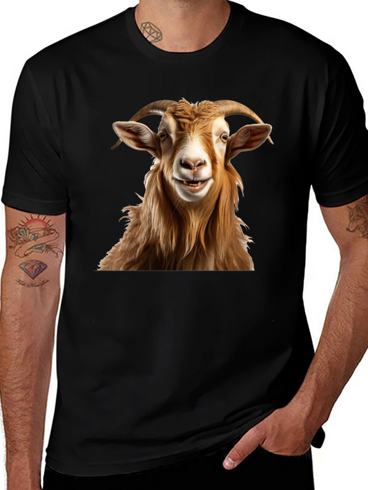 Smiling Goat Graphic Tee - Funny Animal Print