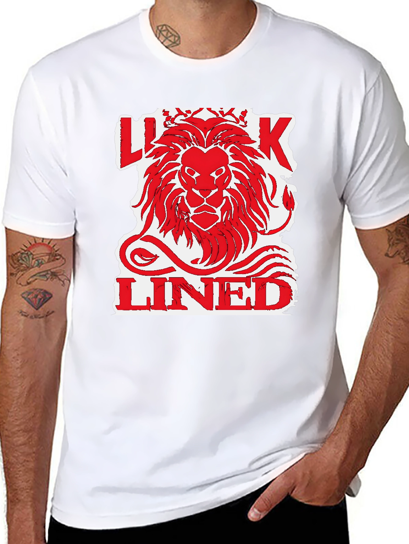 Lion King Lined Graphic Print Mens Black T-Shirt
