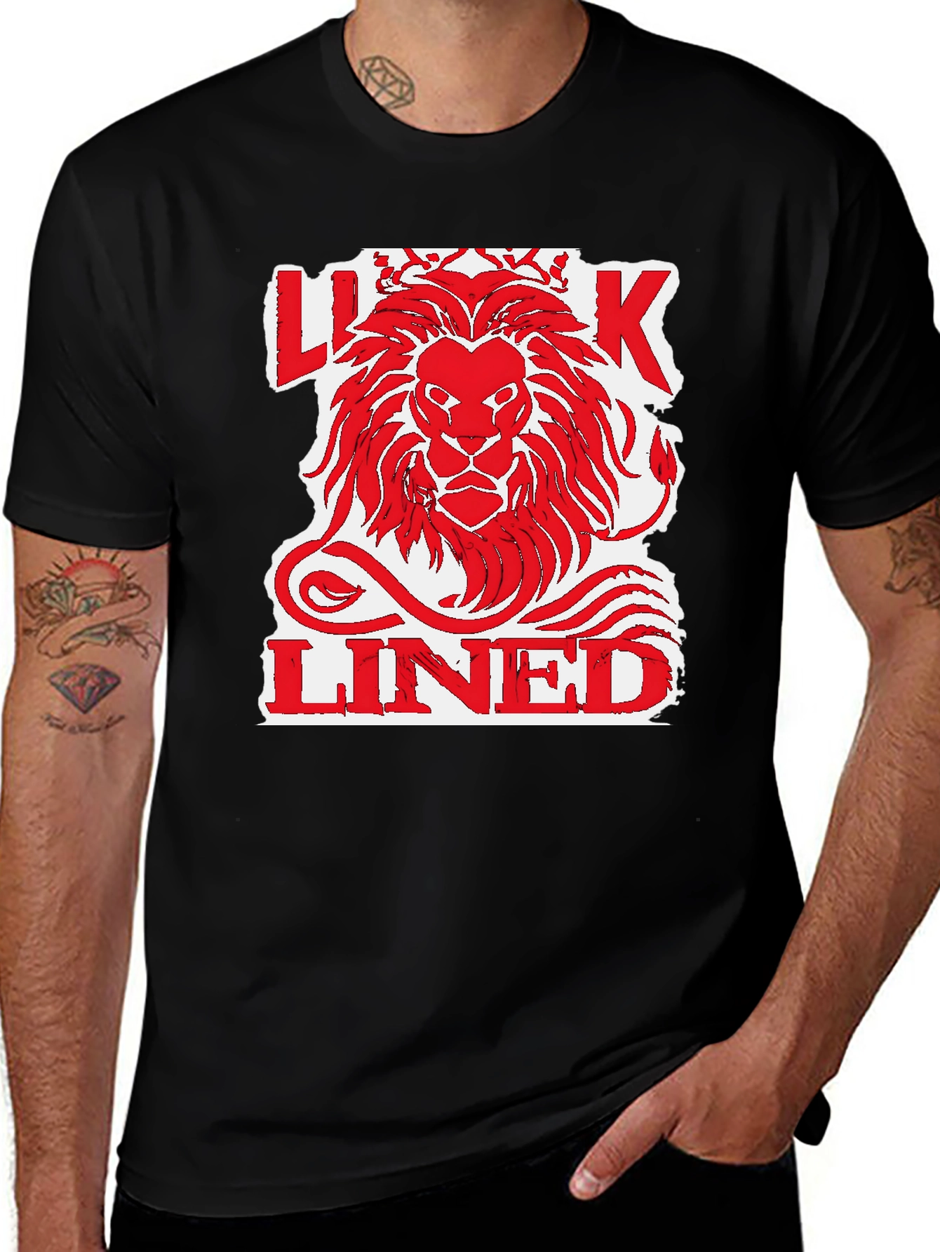 Lion King Lined Graphic Print Mens Black T-Shirt