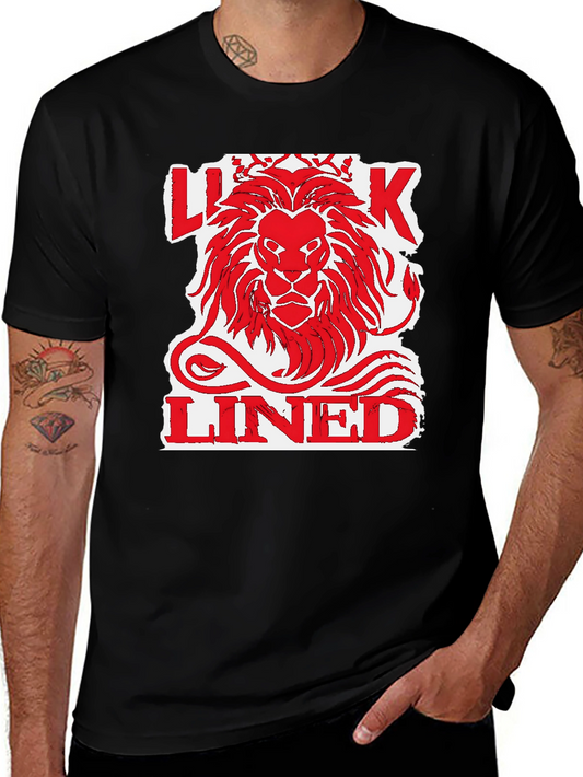 Lion King Lined Graphic Print Mens Black T-Shirt