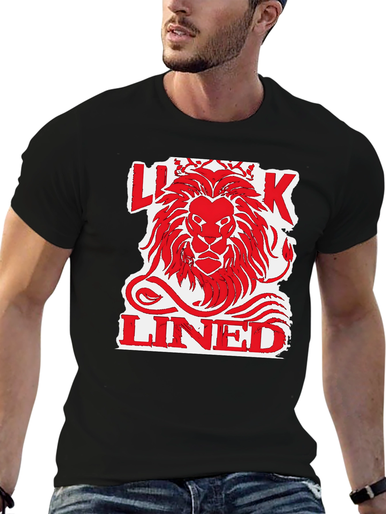 Lion King Lined Graphic Print Mens Black T-Shirt