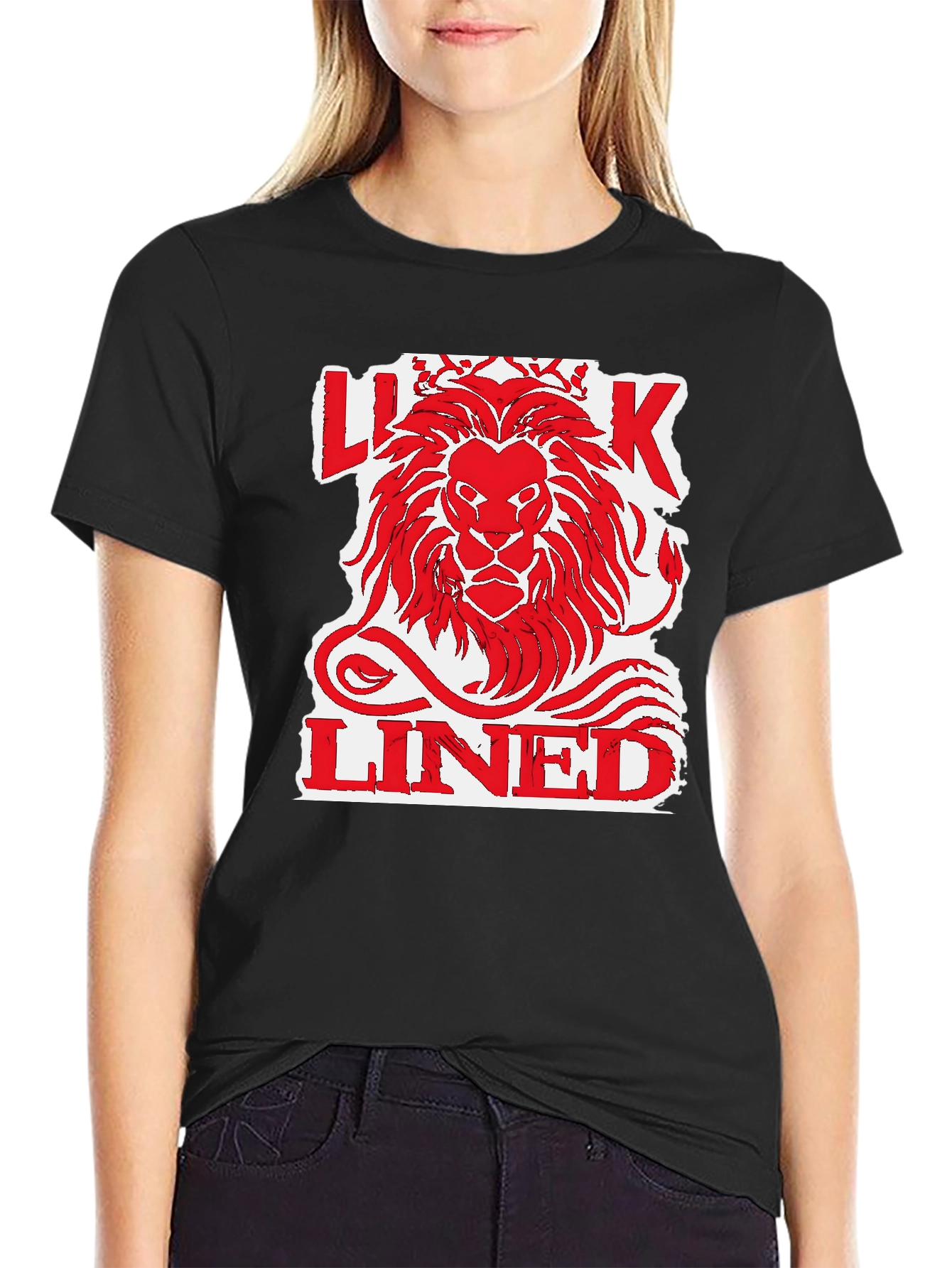 Lion King Lined Graphic Print Mens Black T-Shirt