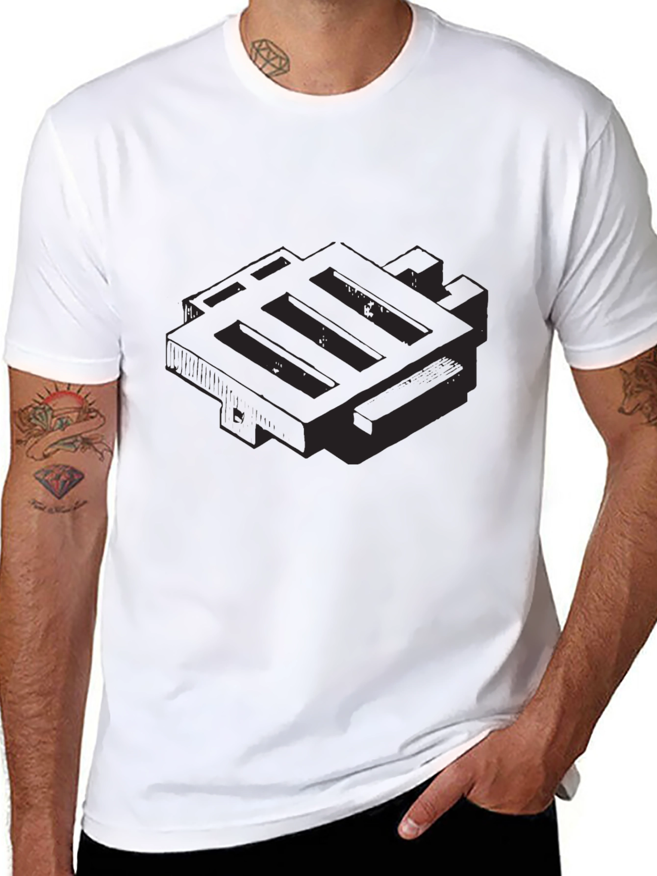 Abstract Geometric Graphic T-Shirt - Modern Design