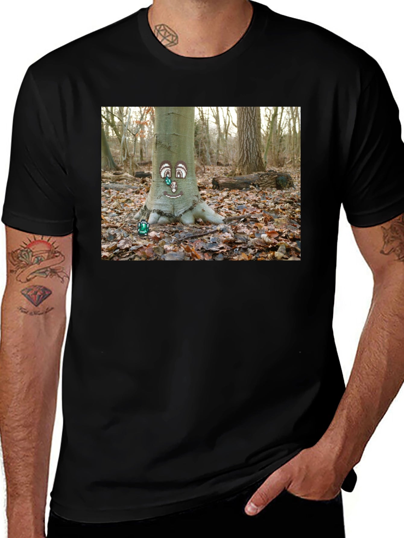 Whimsical Tree Face Graphic Tee - Nature Lovers T-Shirt
