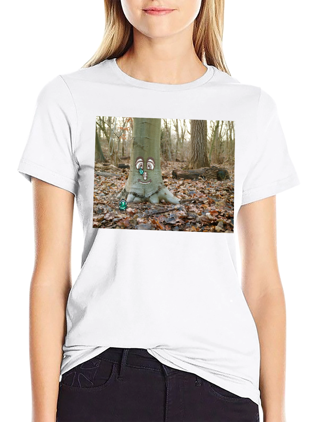 Whimsical Tree Face Graphic Tee - Nature Lovers T-Shirt