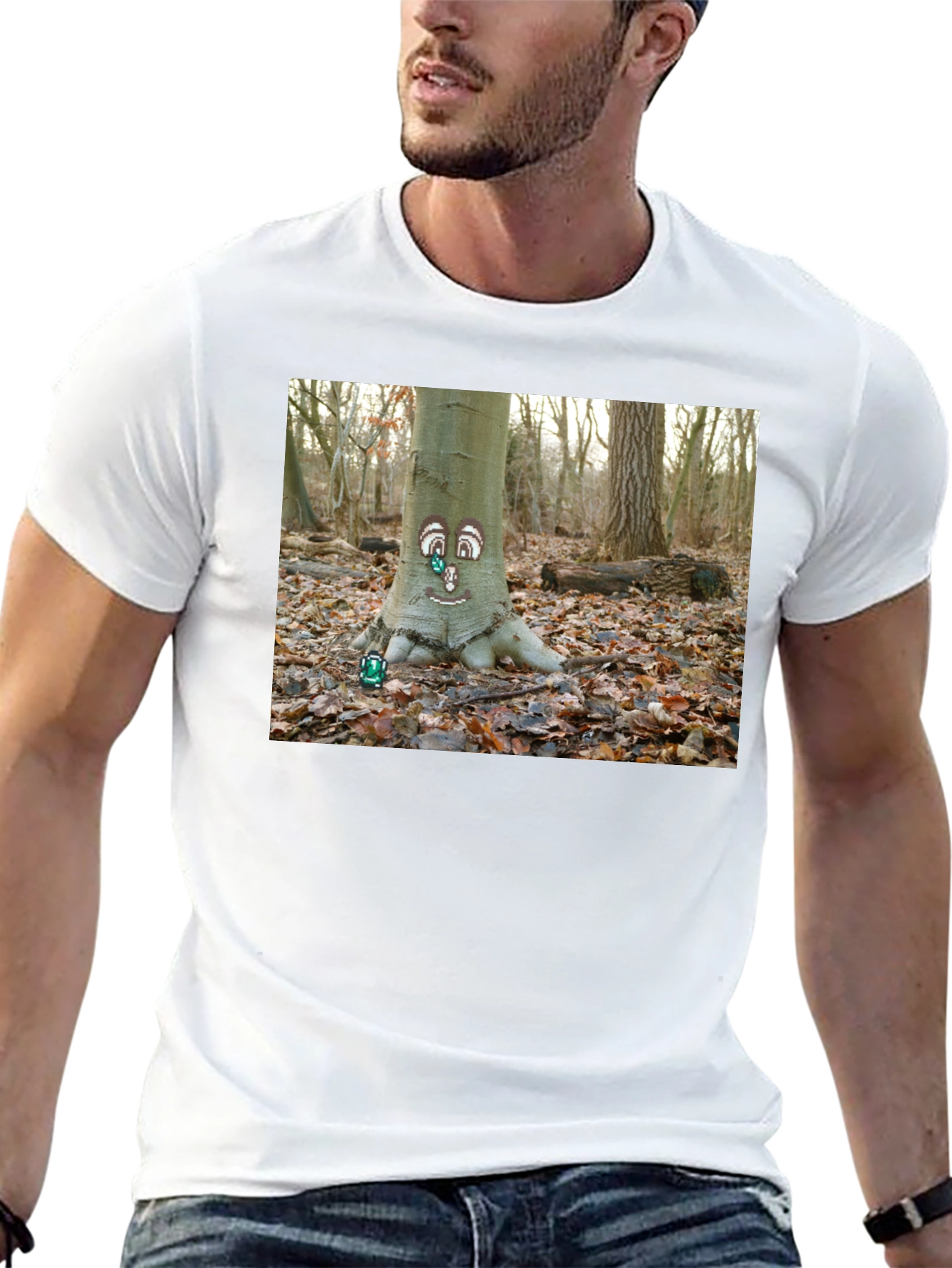 Whimsical Tree Face Graphic Tee - Nature Lovers T-Shirt