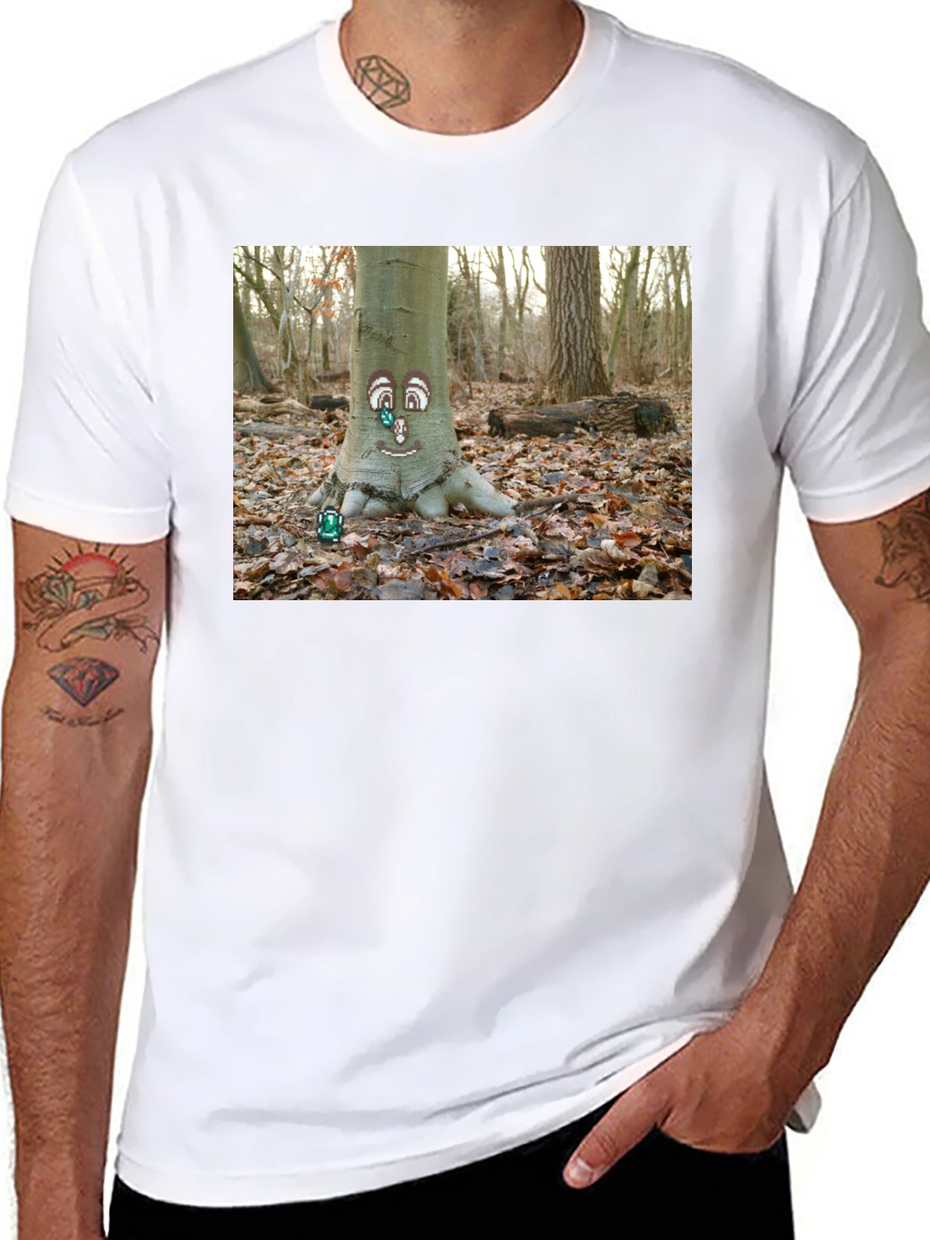 Whimsical Tree Face Graphic Tee - Nature Lovers T-Shirt