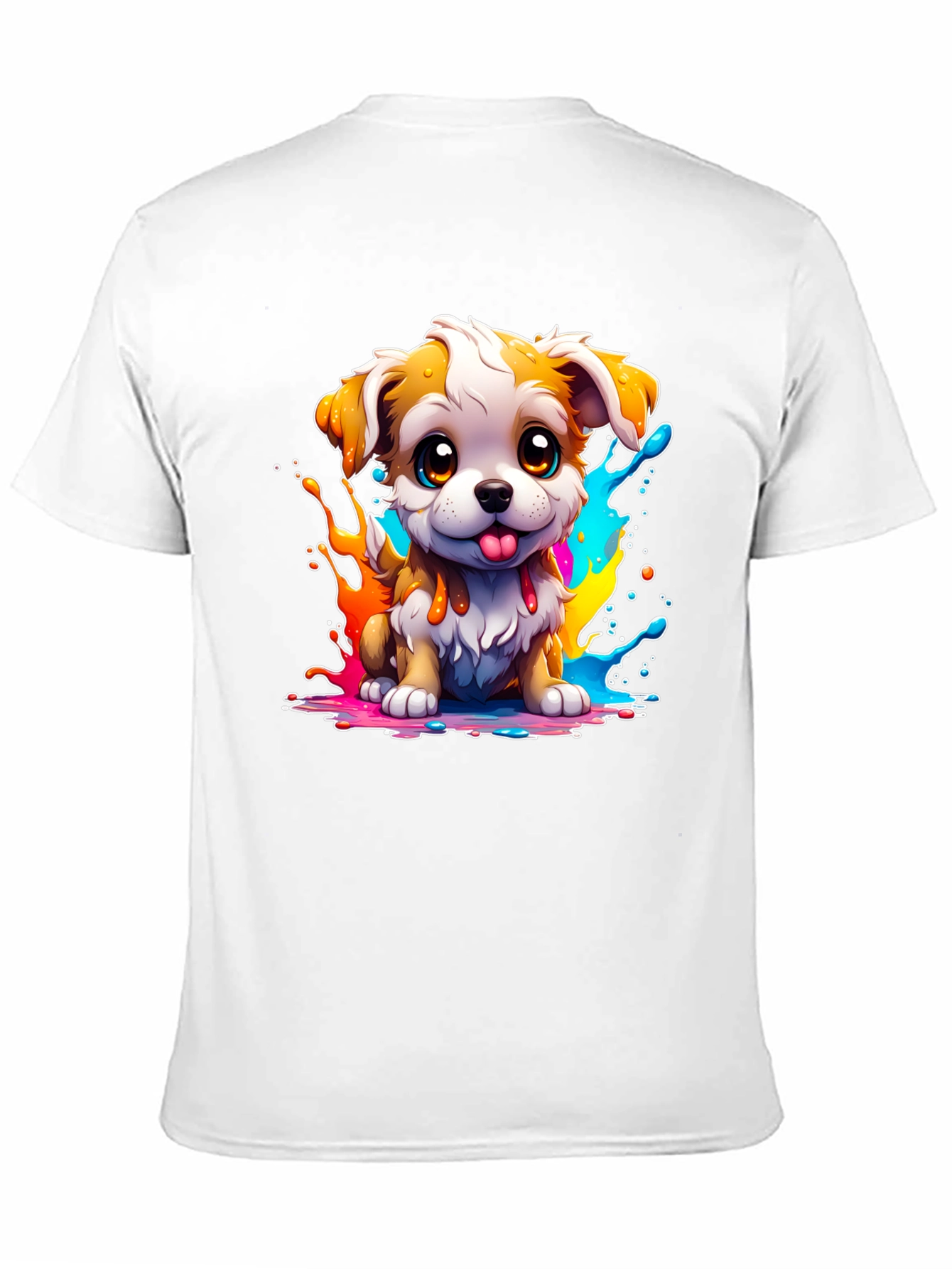 Cute Puppy Paint Splatter Graphic Tee