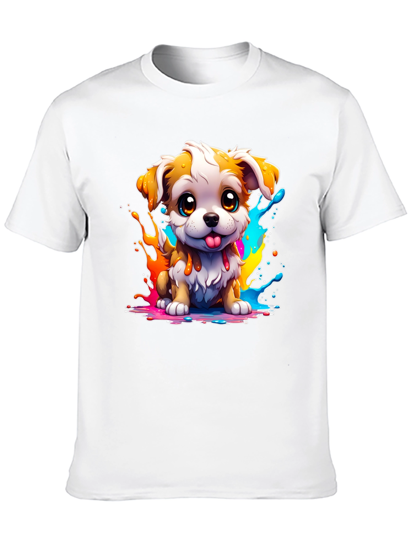 Cute Puppy Paint Splatter Graphic Tee