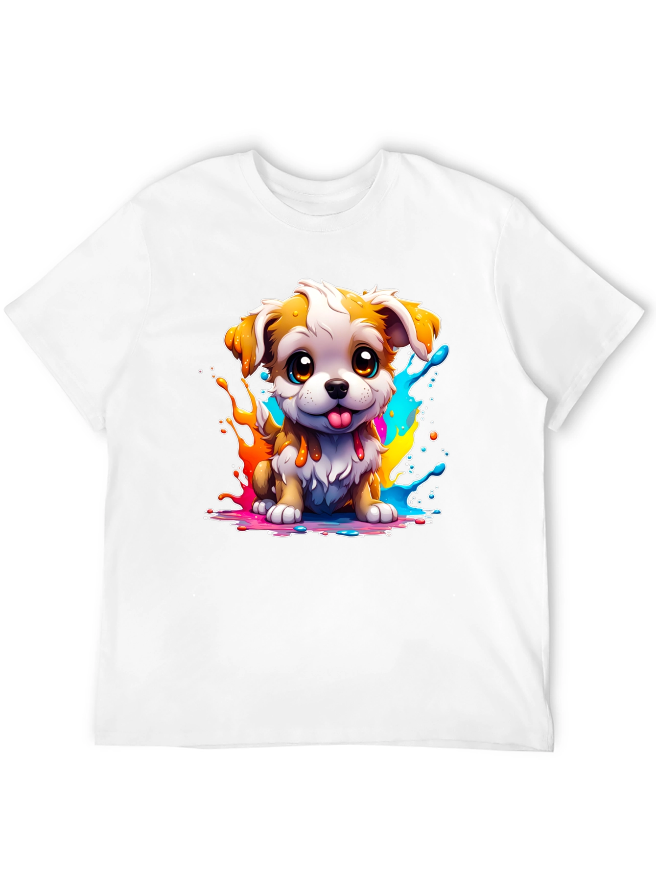 Cute Puppy Paint Splatter Graphic Tee