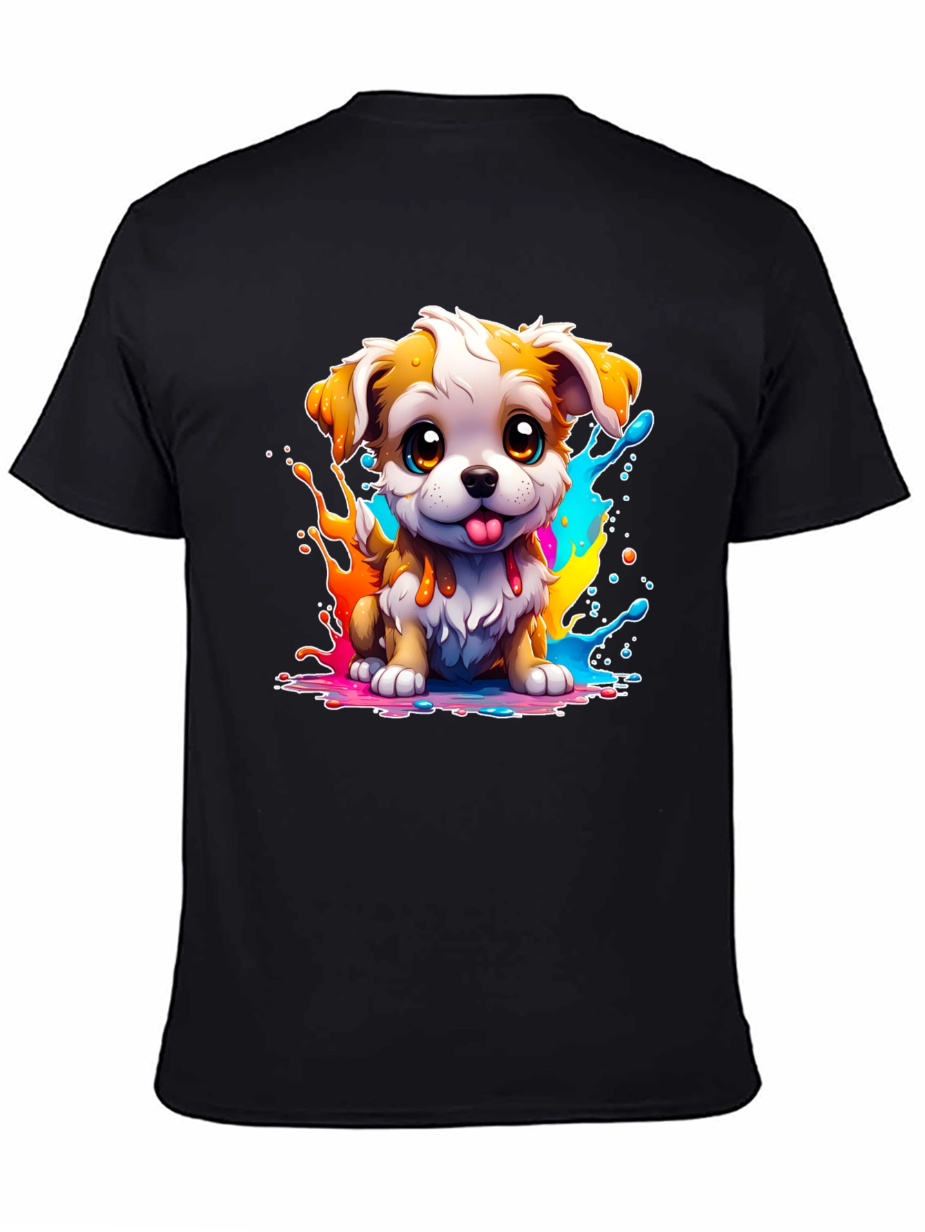 Cute Puppy Paint Splatter Graphic Tee