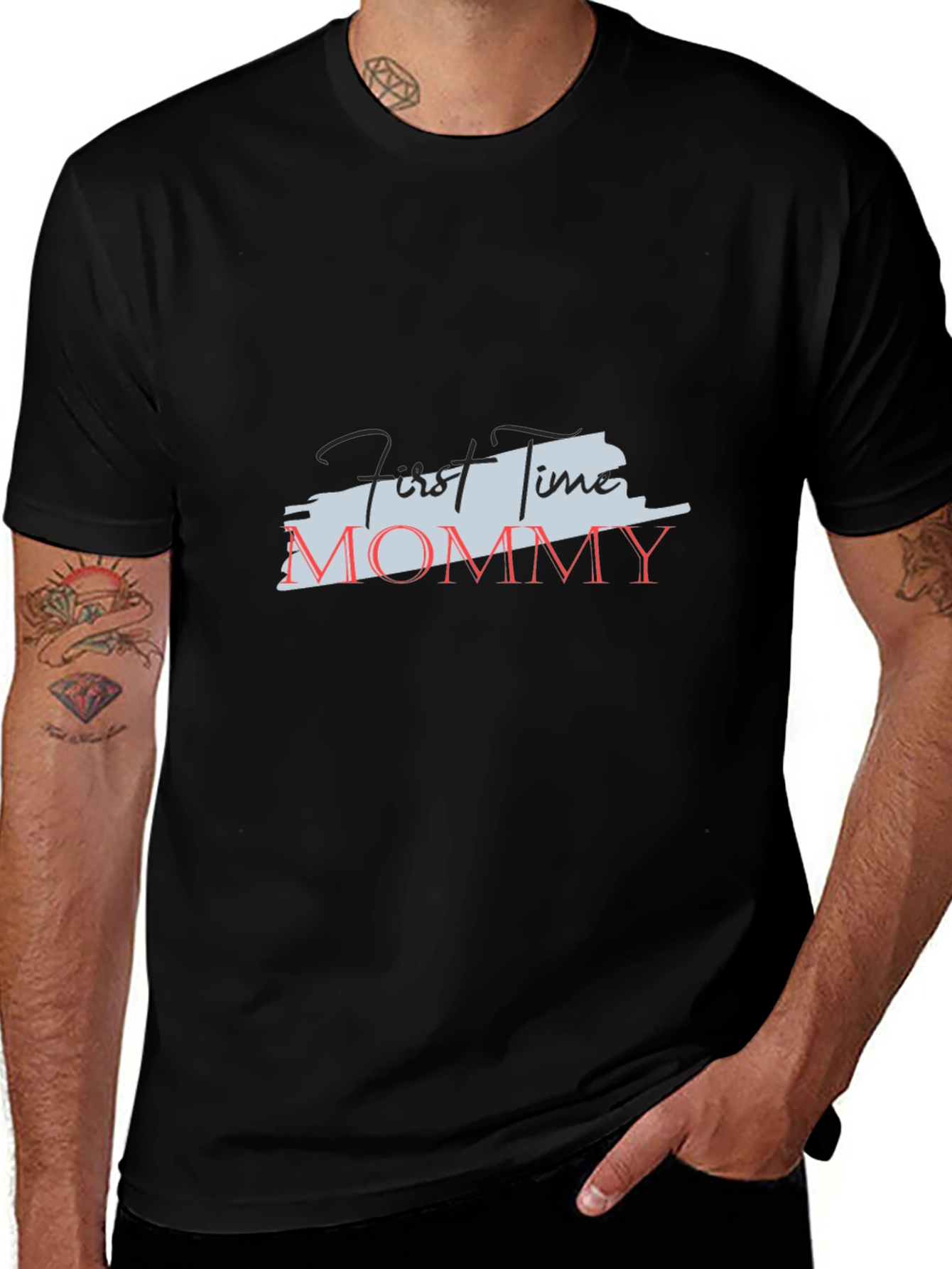First Time Mommy Black Tee