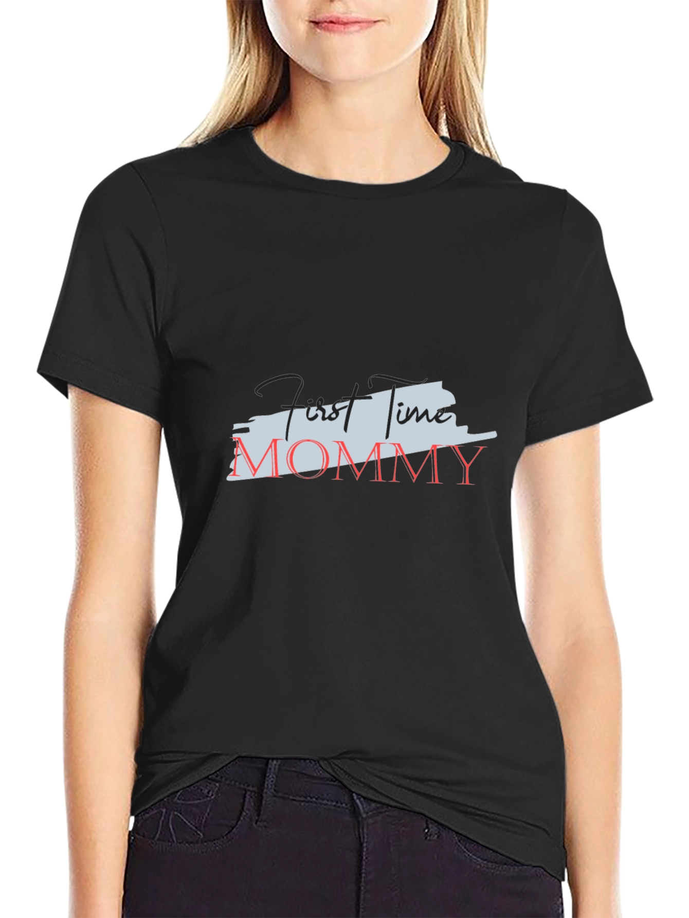 First Time Mommy Black Tee