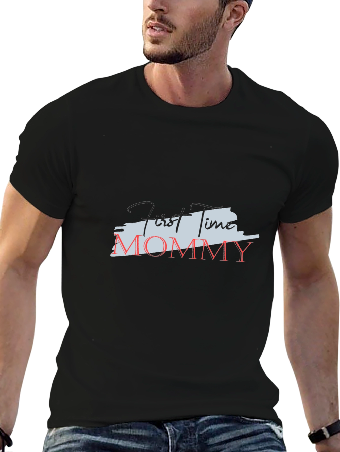 First Time Mommy Black Tee