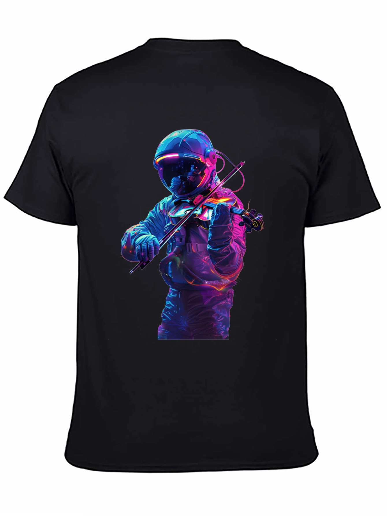 Astronaut Violinist Graphic Tee - Black Cotton