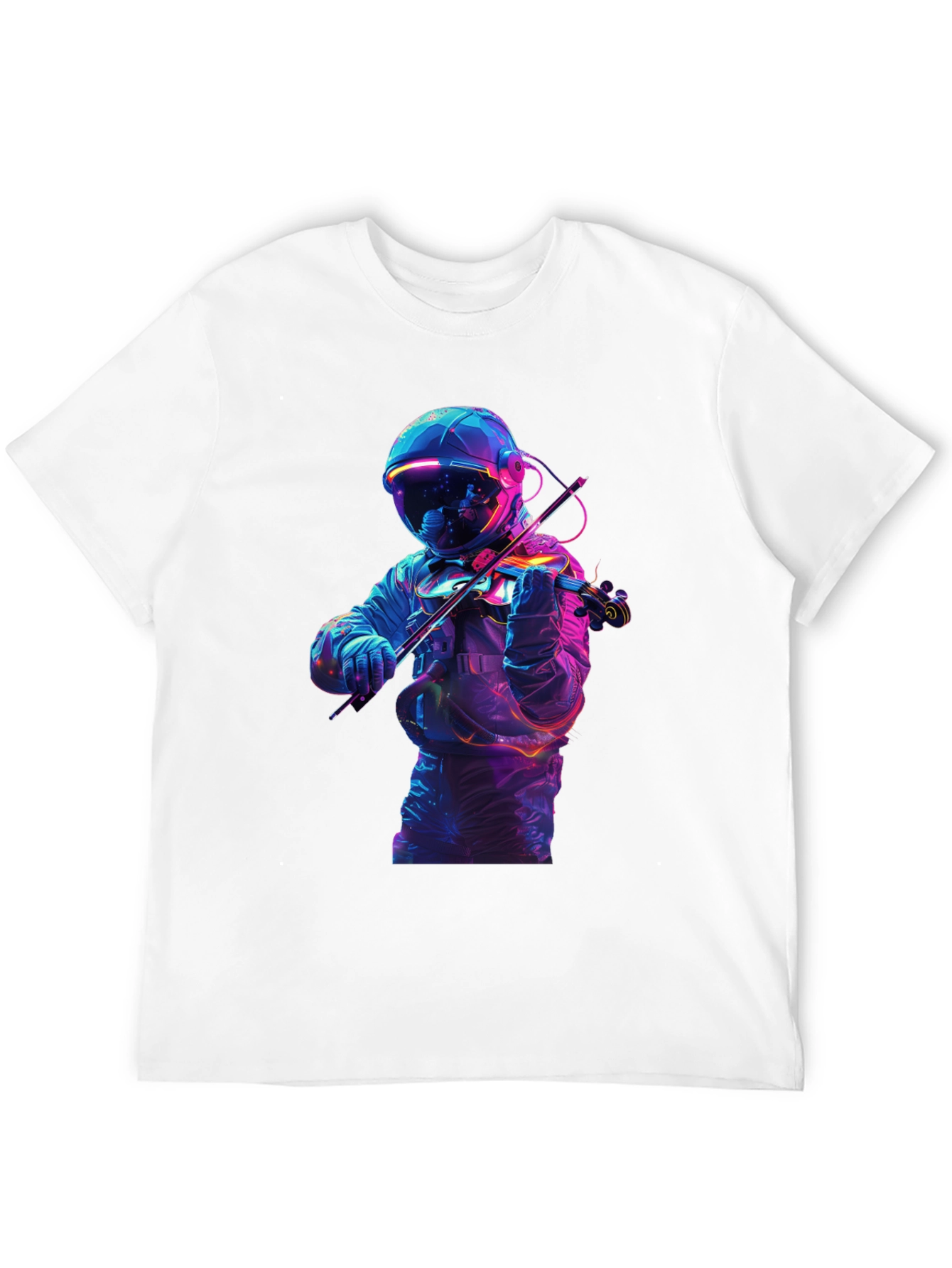 Astronaut Violinist Graphic Tee - Black Cotton