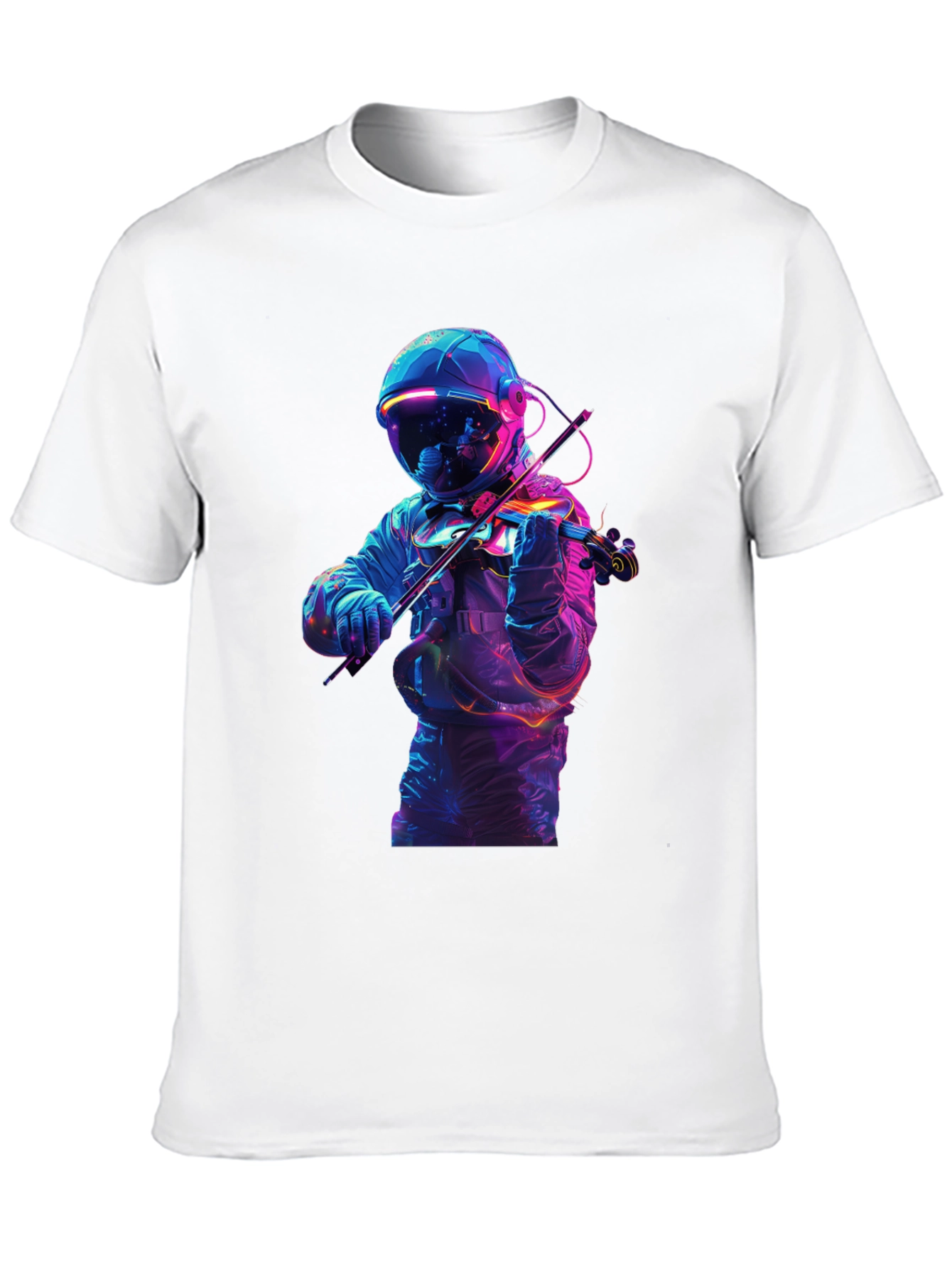 Astronaut Violinist Graphic Tee - Black Cotton