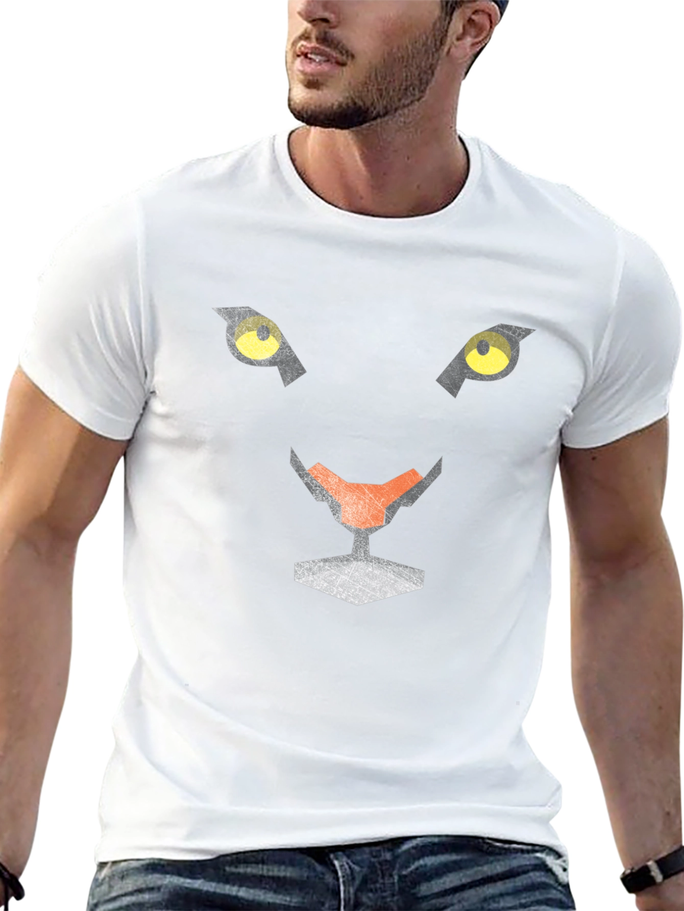 Abstract Geometric Panther Face Graphic Tee