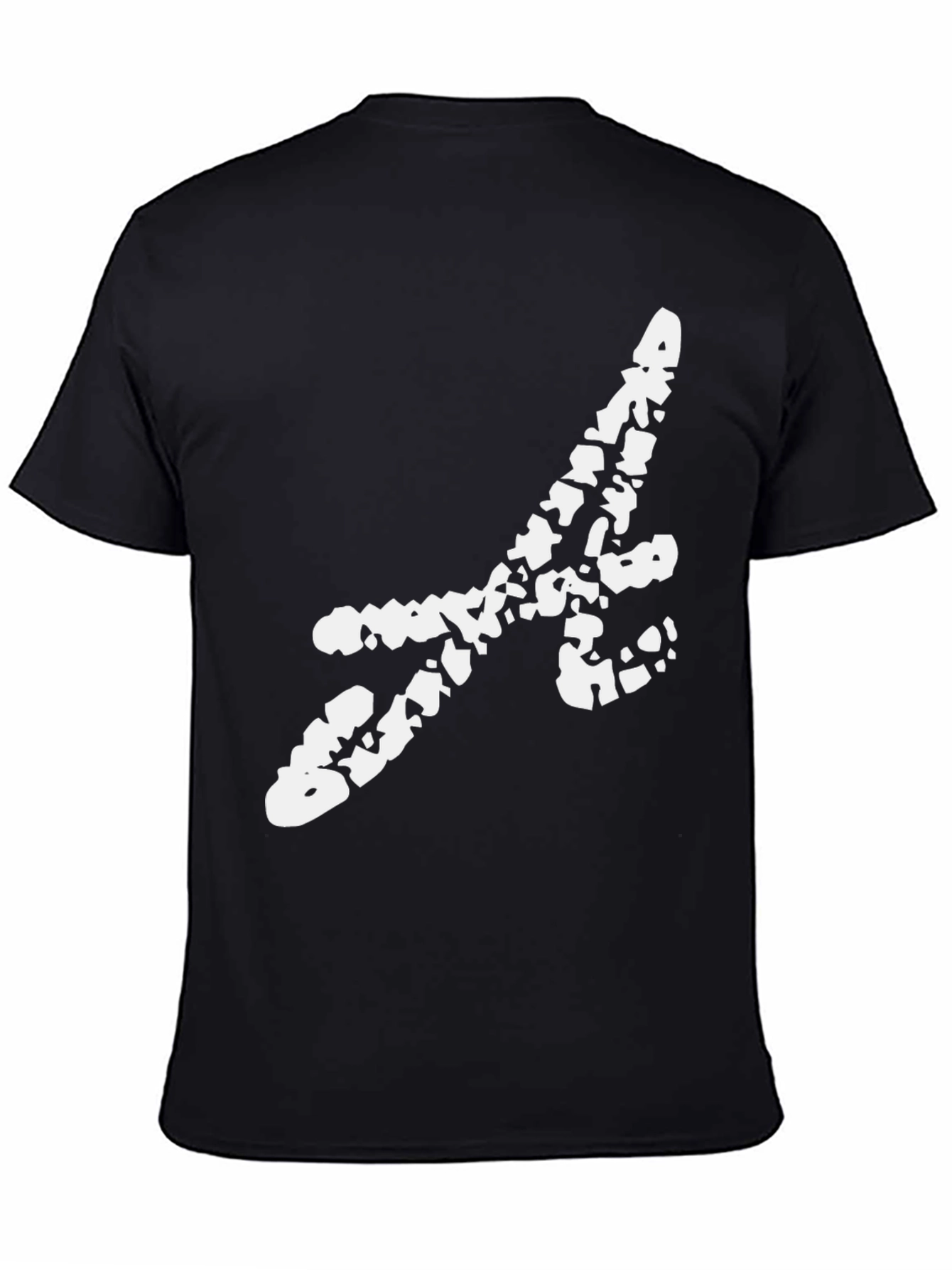 Black Tee with Abstract White Initial Design