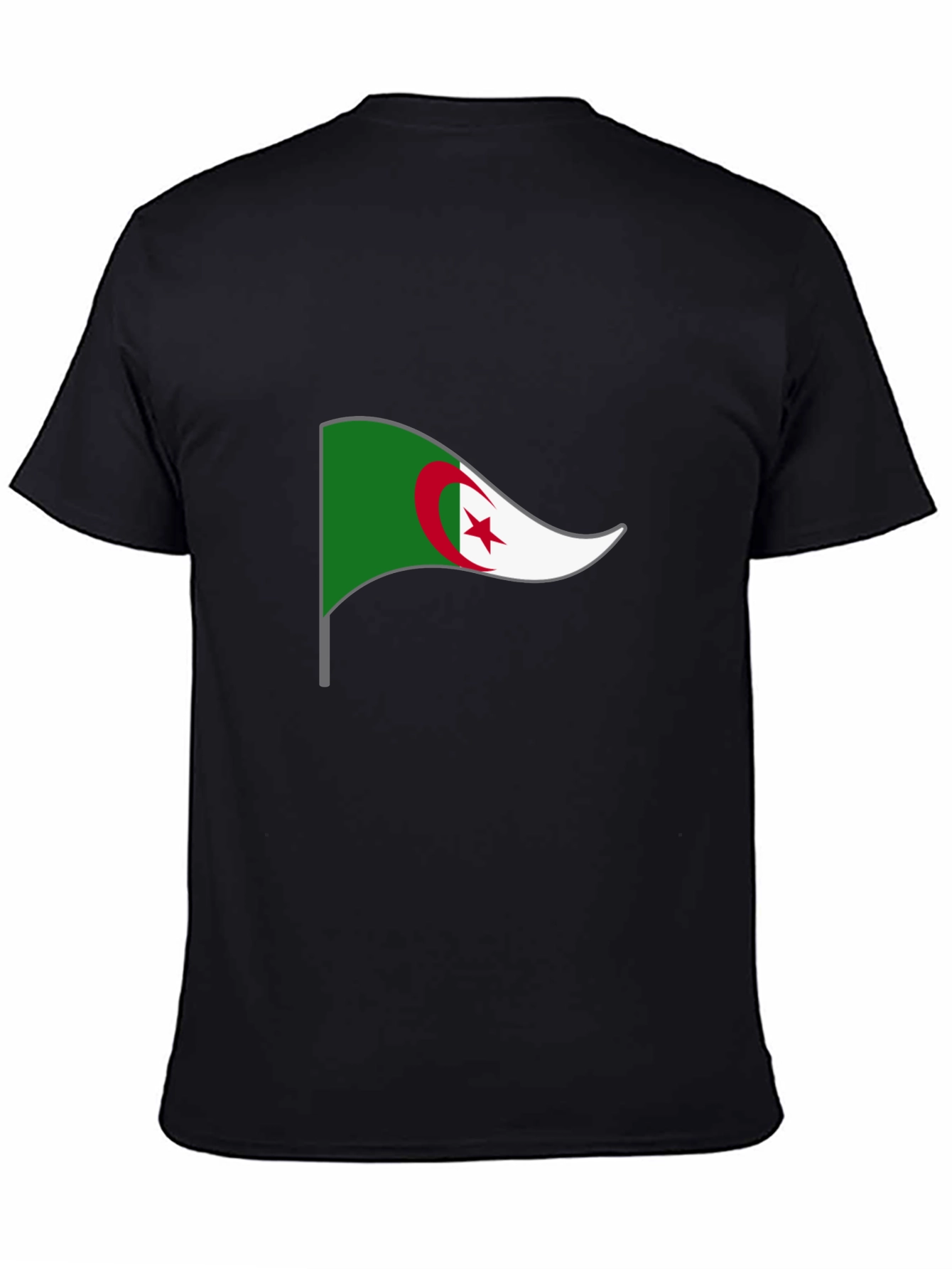 Algeria Flag Graphic T-Shirt - Black Crew Neck Tee